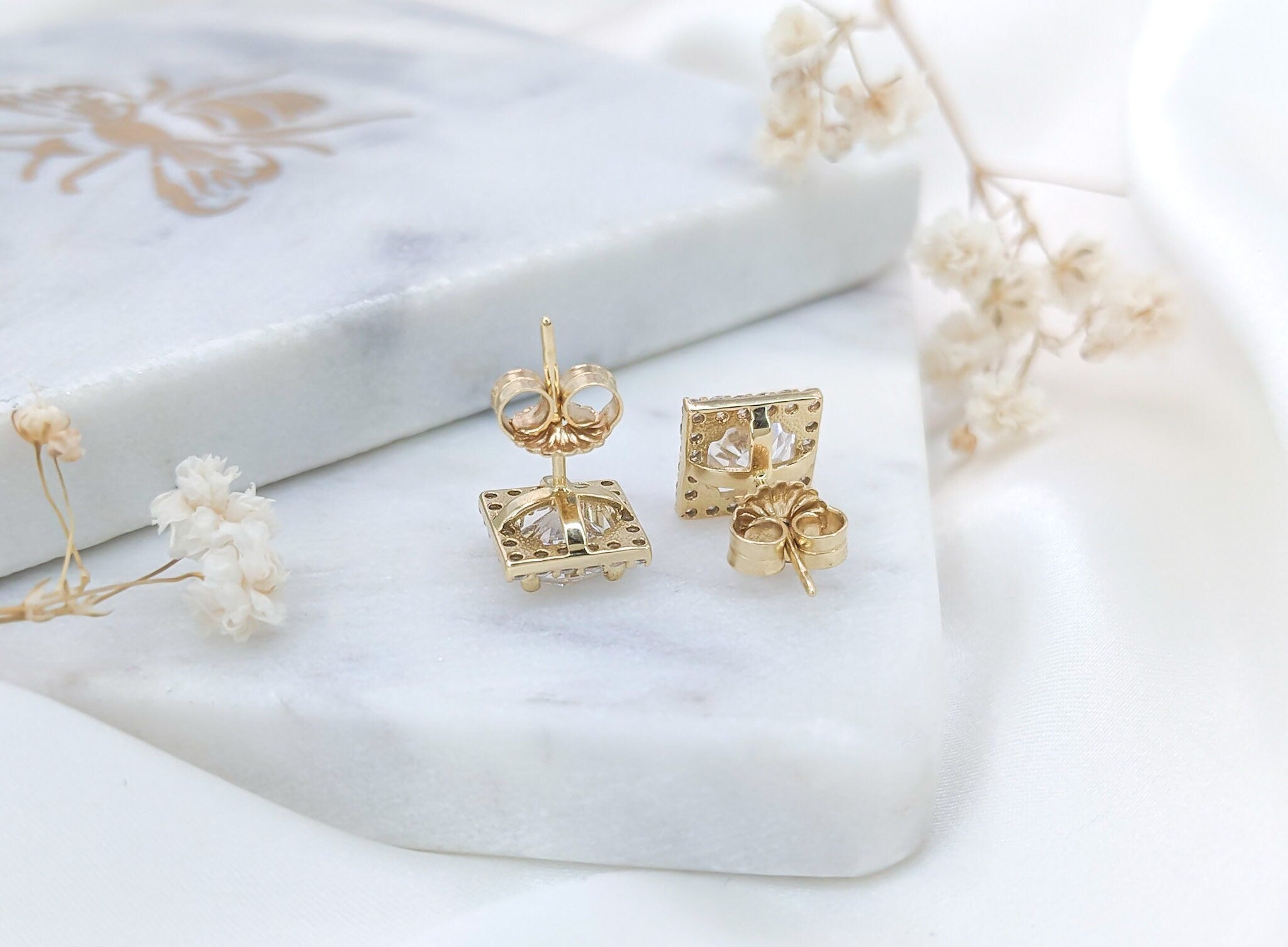 Square Halo Earrings