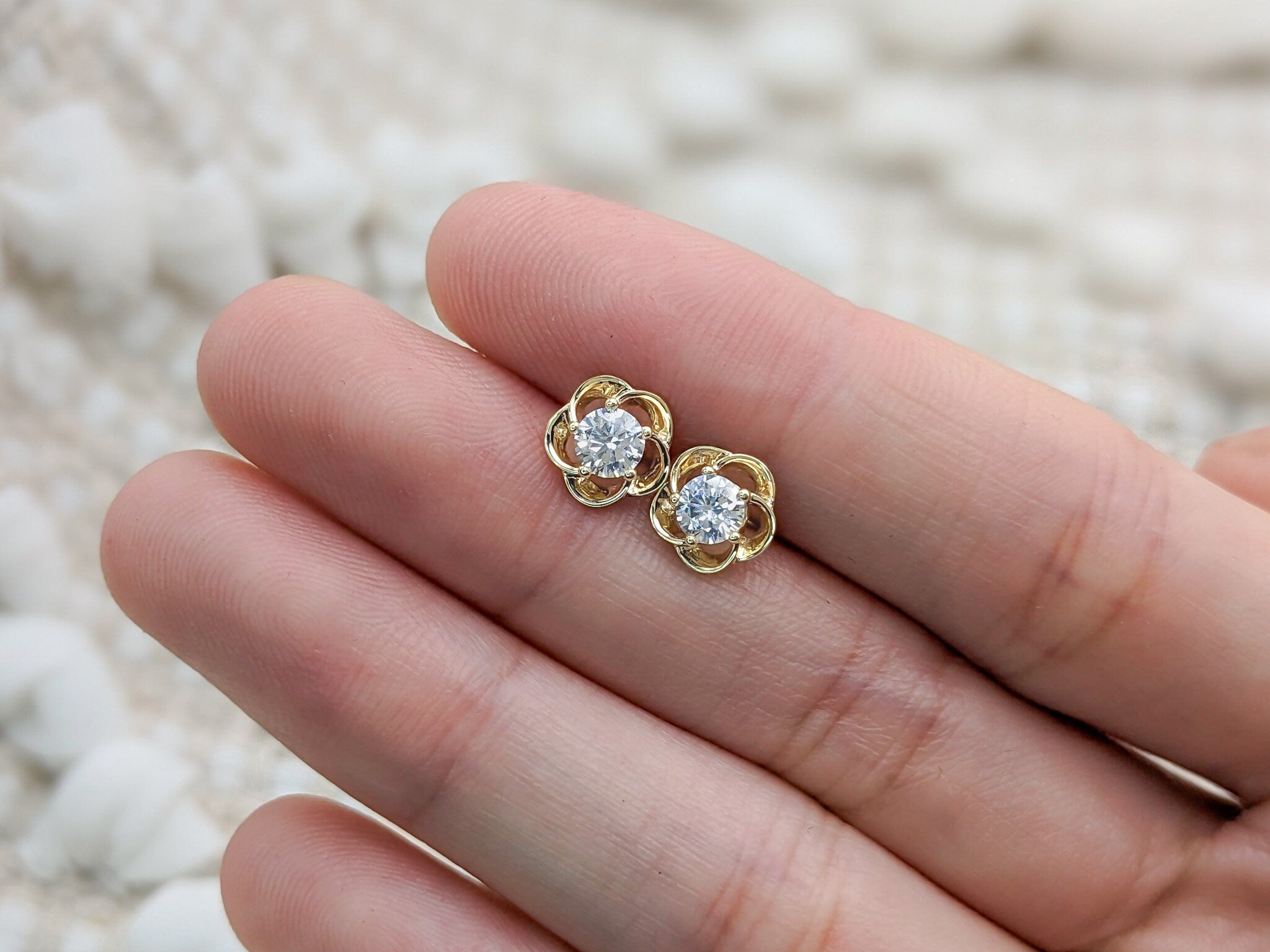 Plumeria Flower Stud Earrings