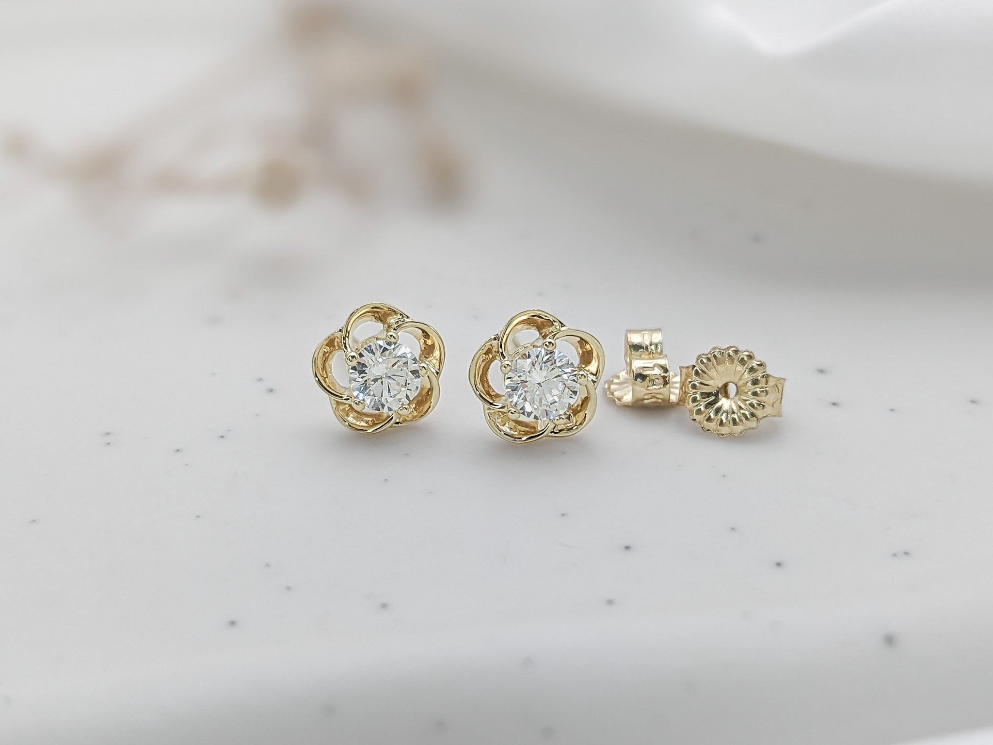 Plumeria Flower Stud Earrings
