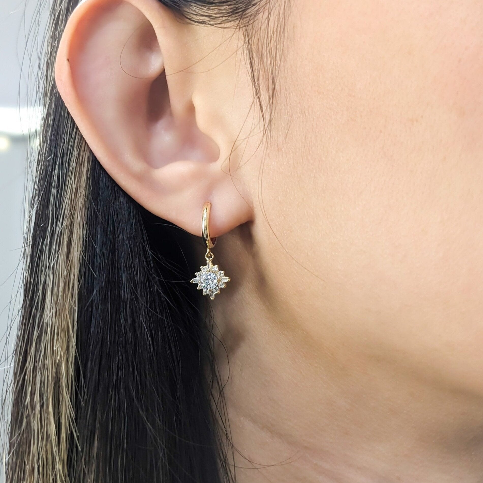 Star Burst Hoop Earrings