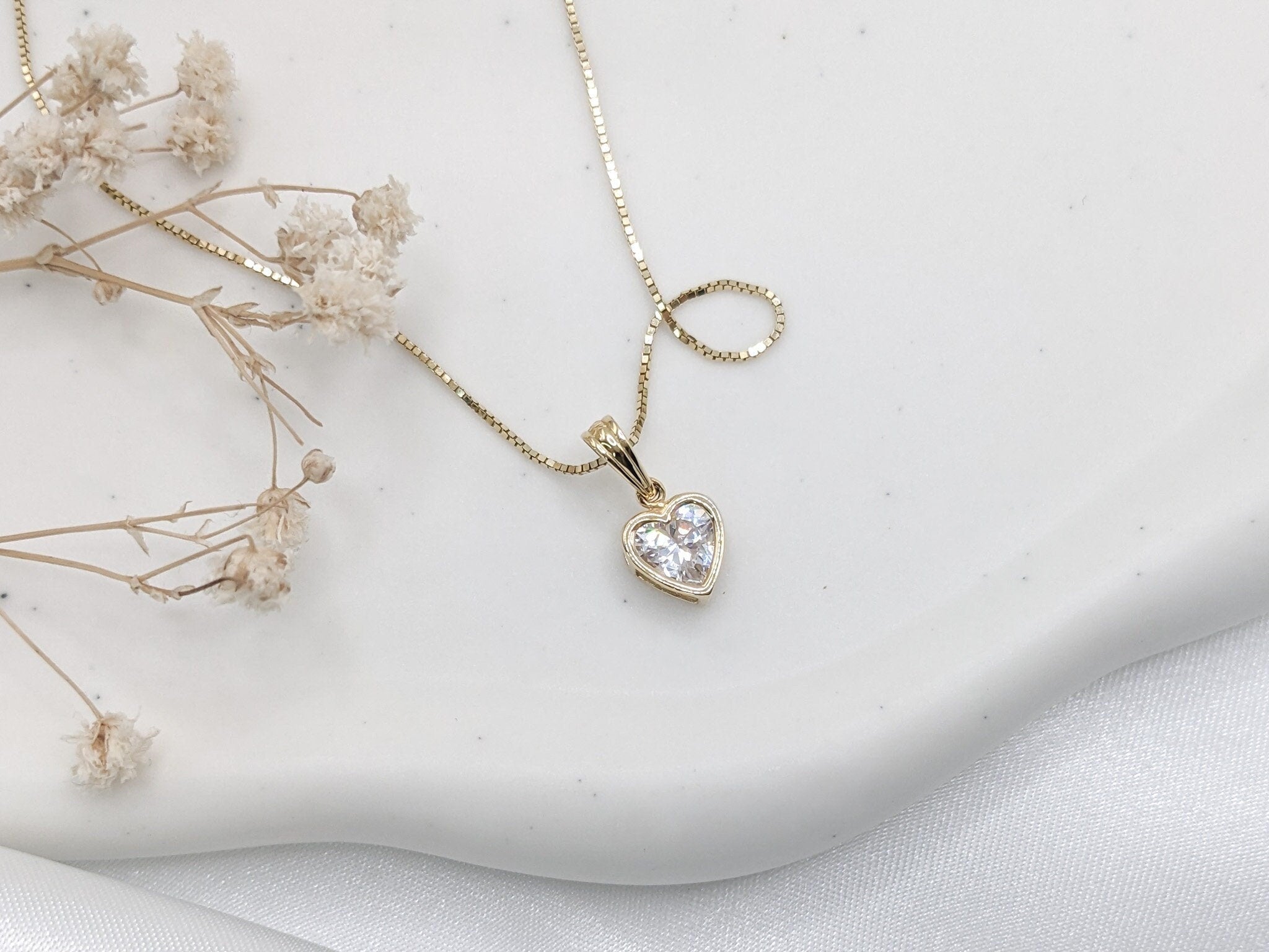 Bezel Solitaire Heart Pendant