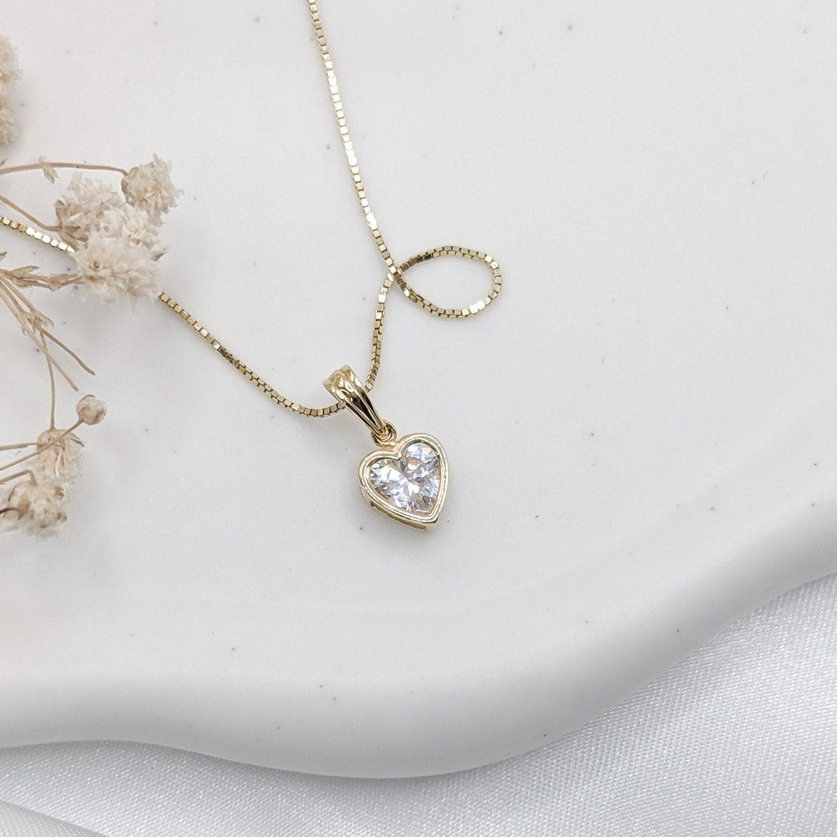 Bezel Solitaire Heart Pendant