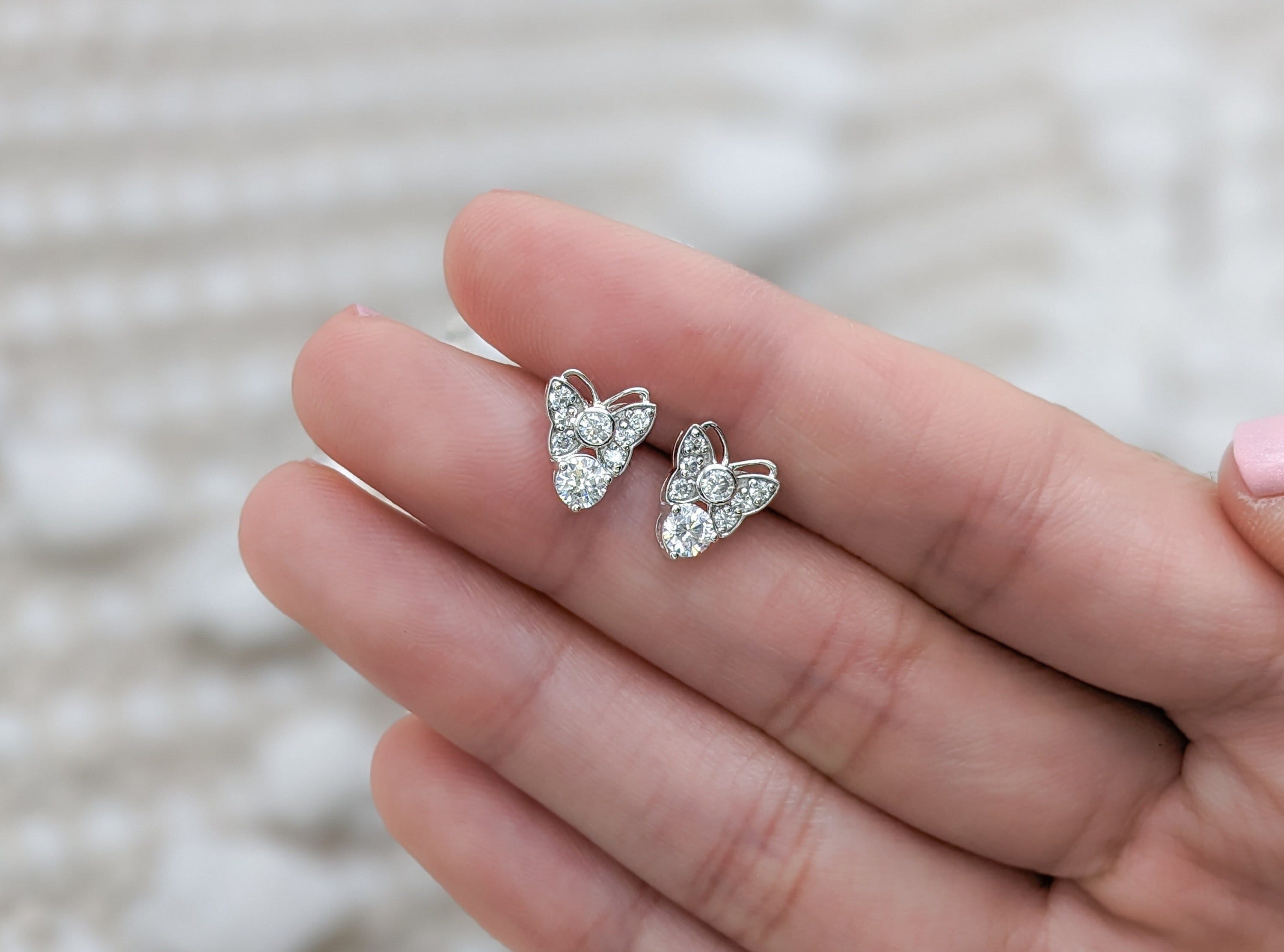 Butterfly Solitaire Stud Earrings