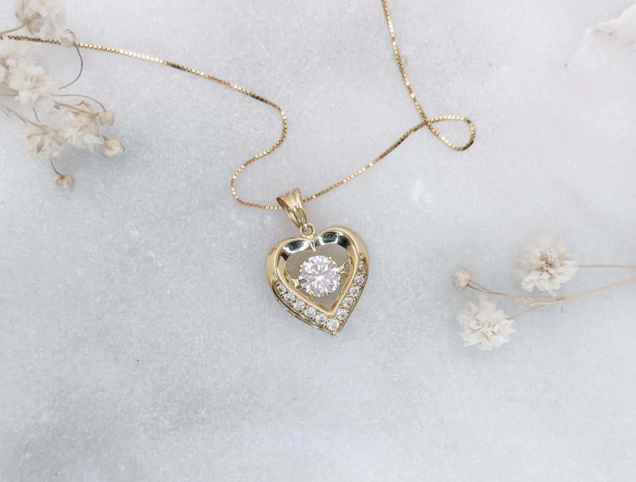 Dancing Gem Heart Pendant