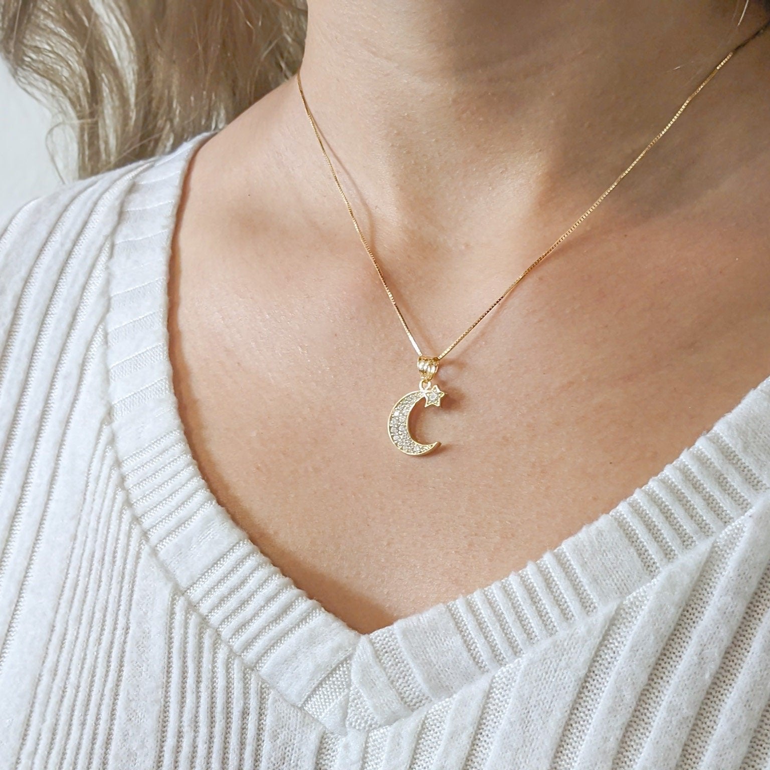 Moon and Star Pendant