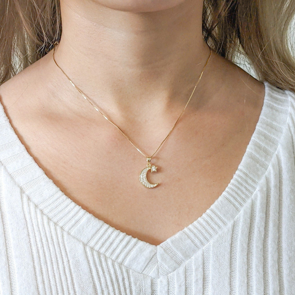 Moon and Star Pendant