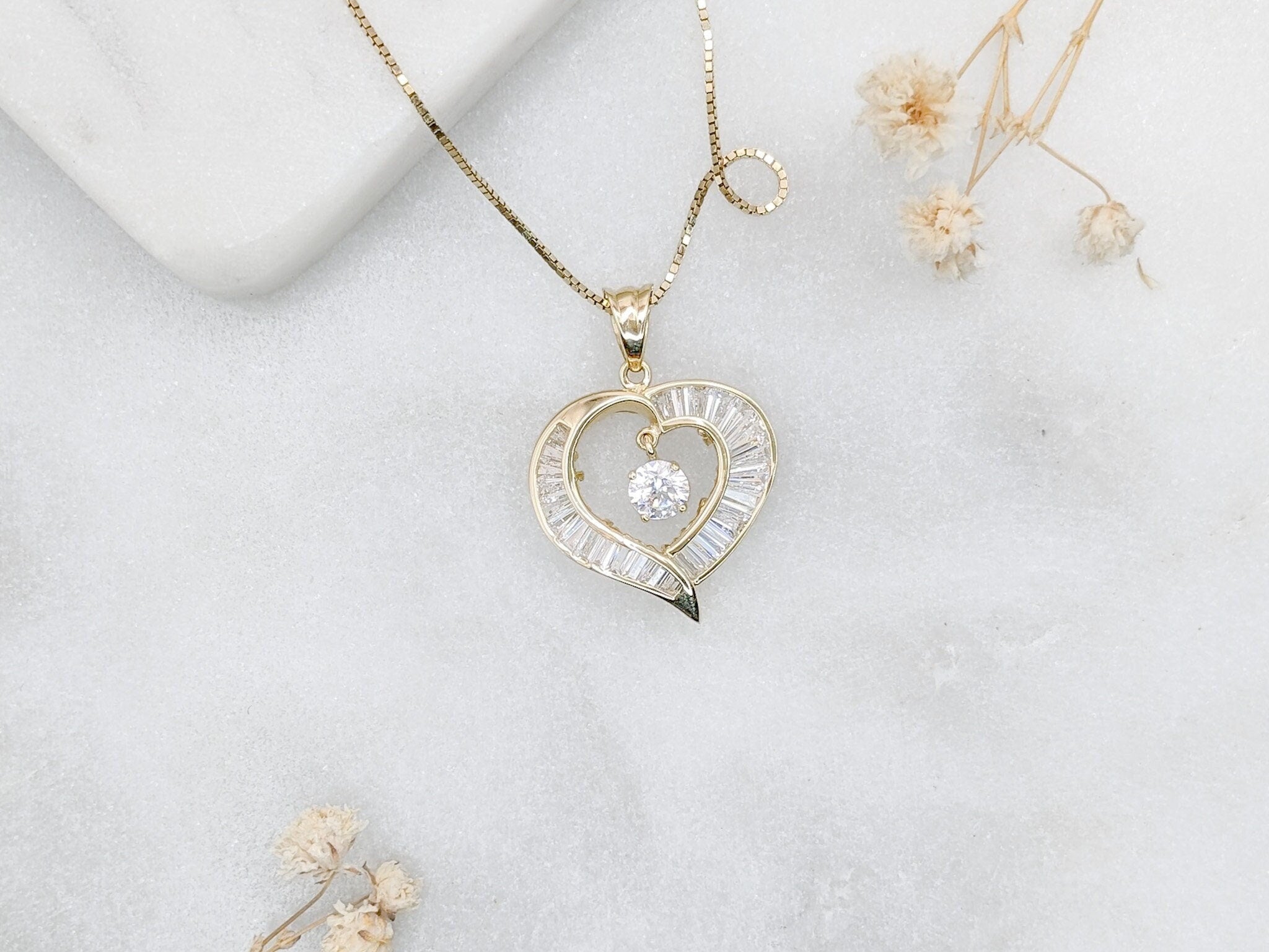 Dancing Baguette Heart Pendant