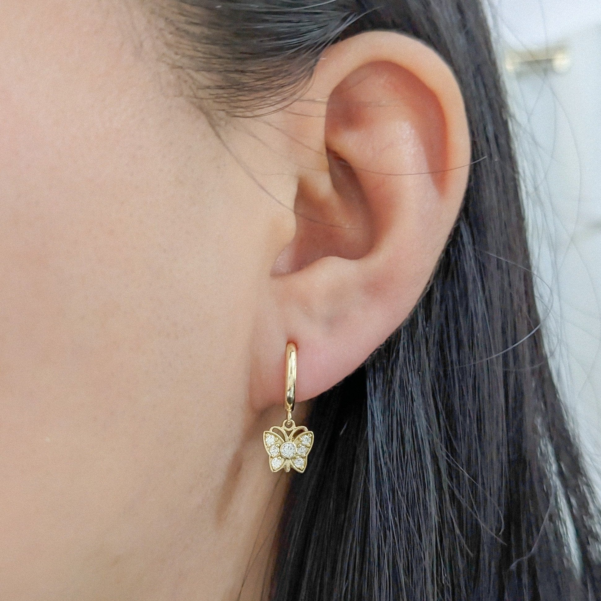 Bubble Butterfly Hoop Earrings