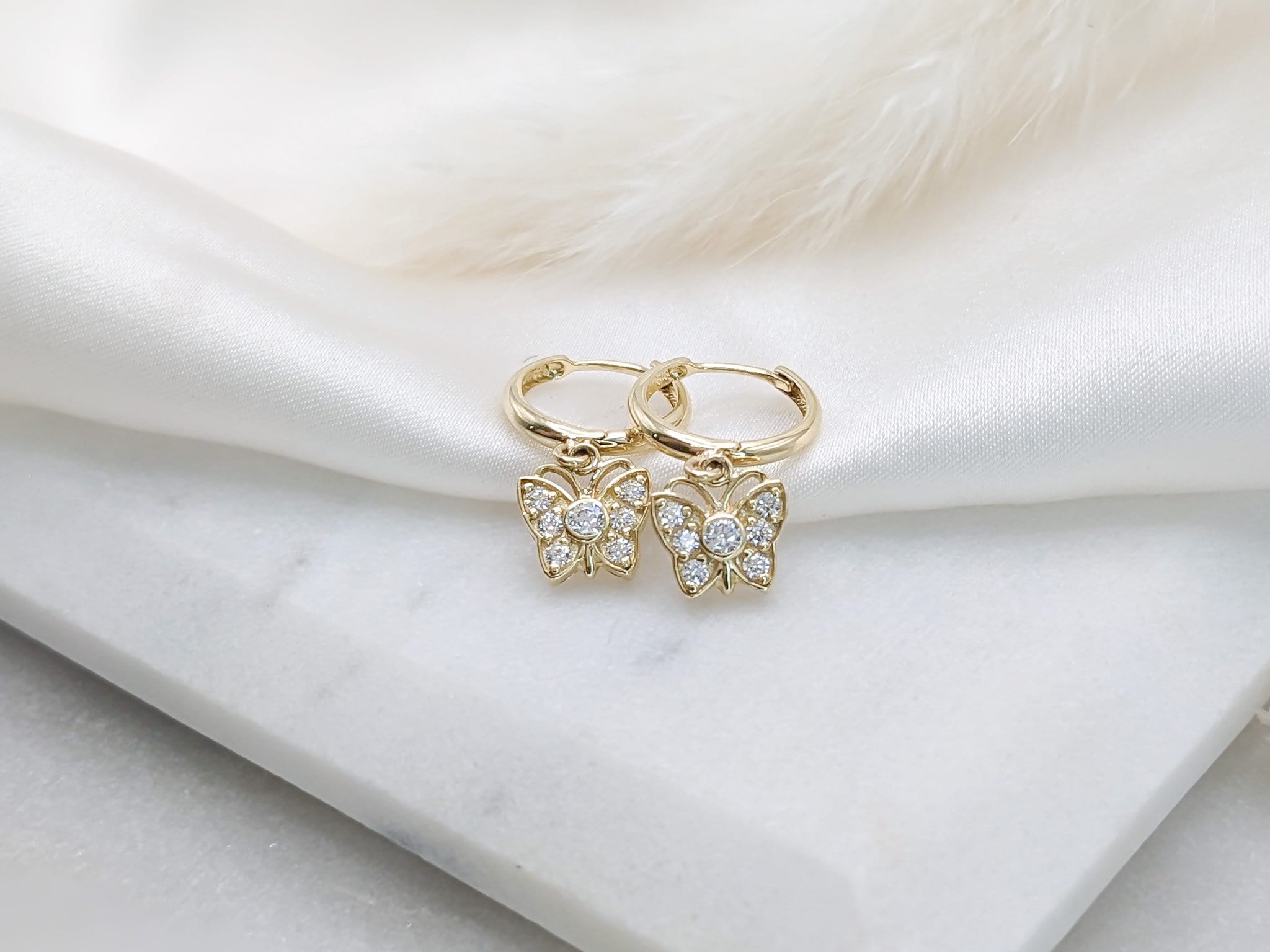 Bubble Butterfly Hoop Earrings