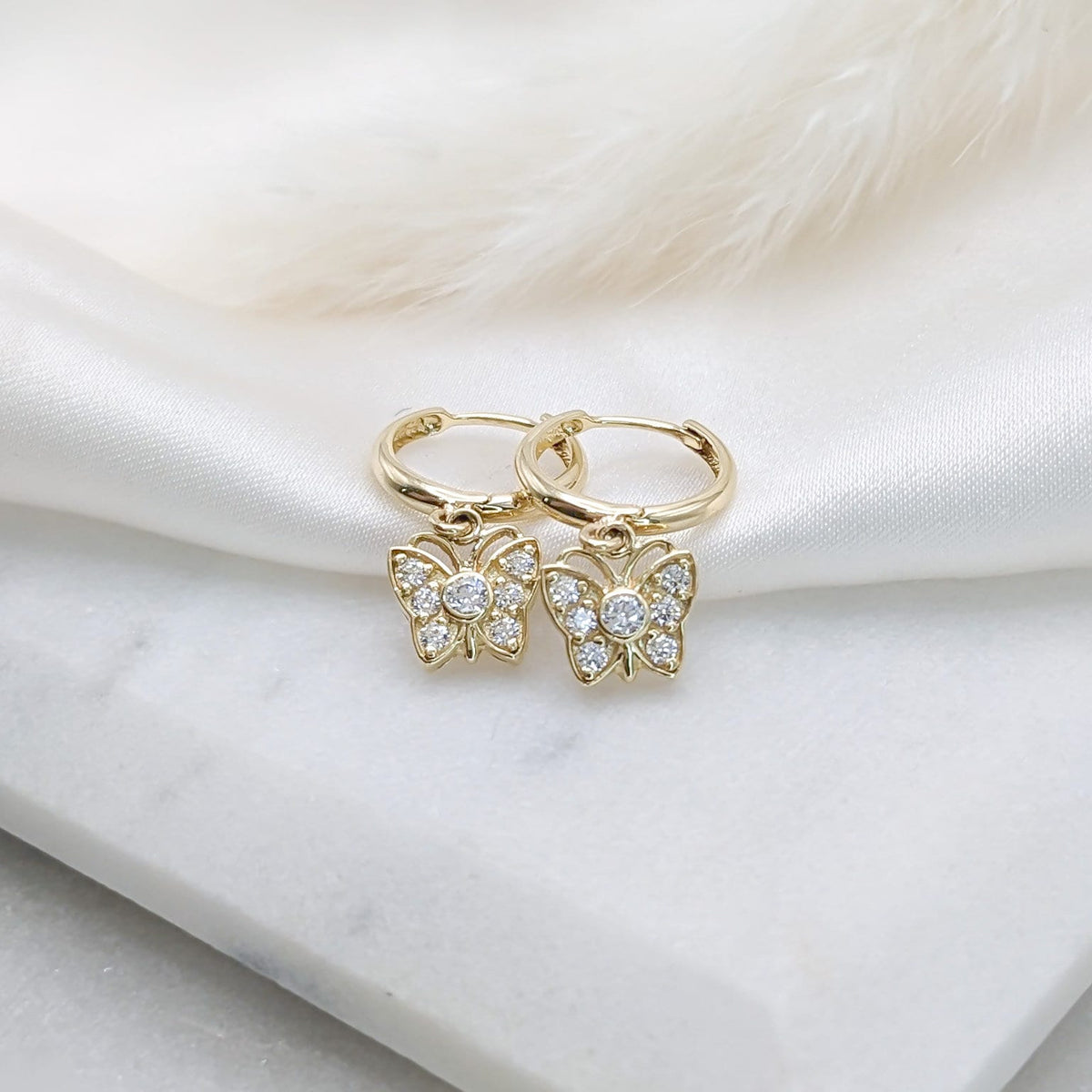 Bubble Butterfly Hoop Earrings