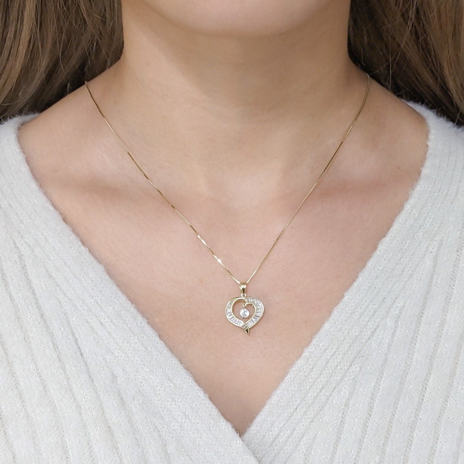 Dancing Baguette Heart Pendant