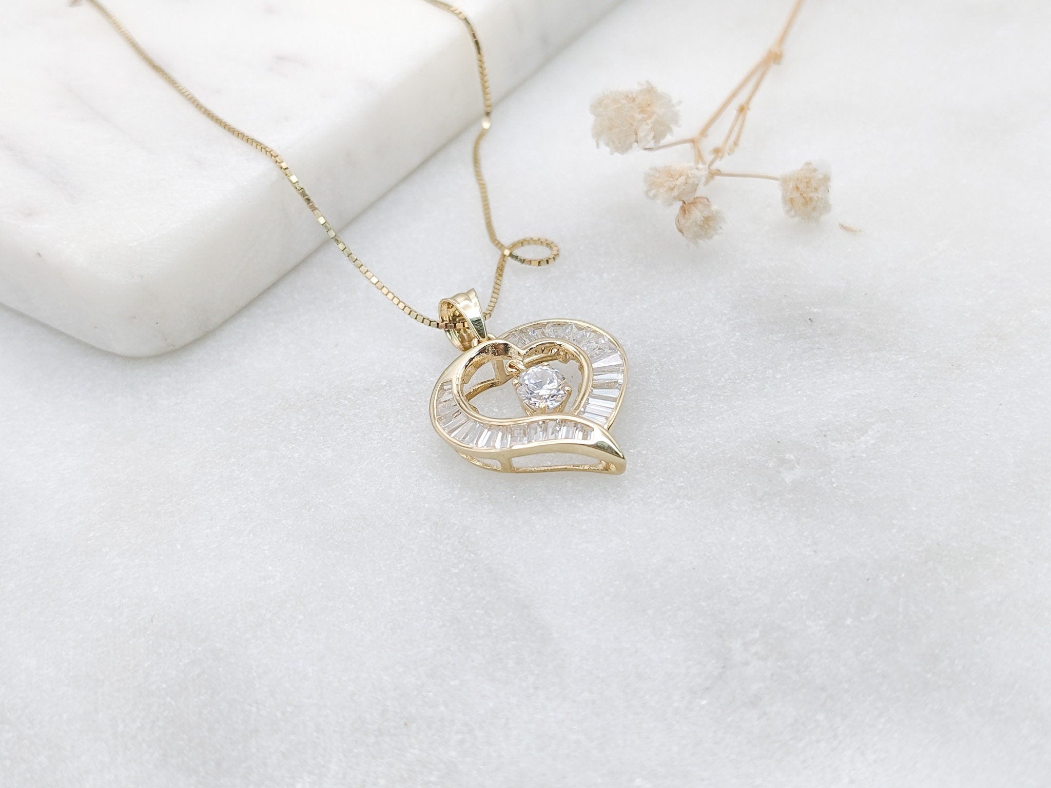 Dancing Baguette Heart Pendant