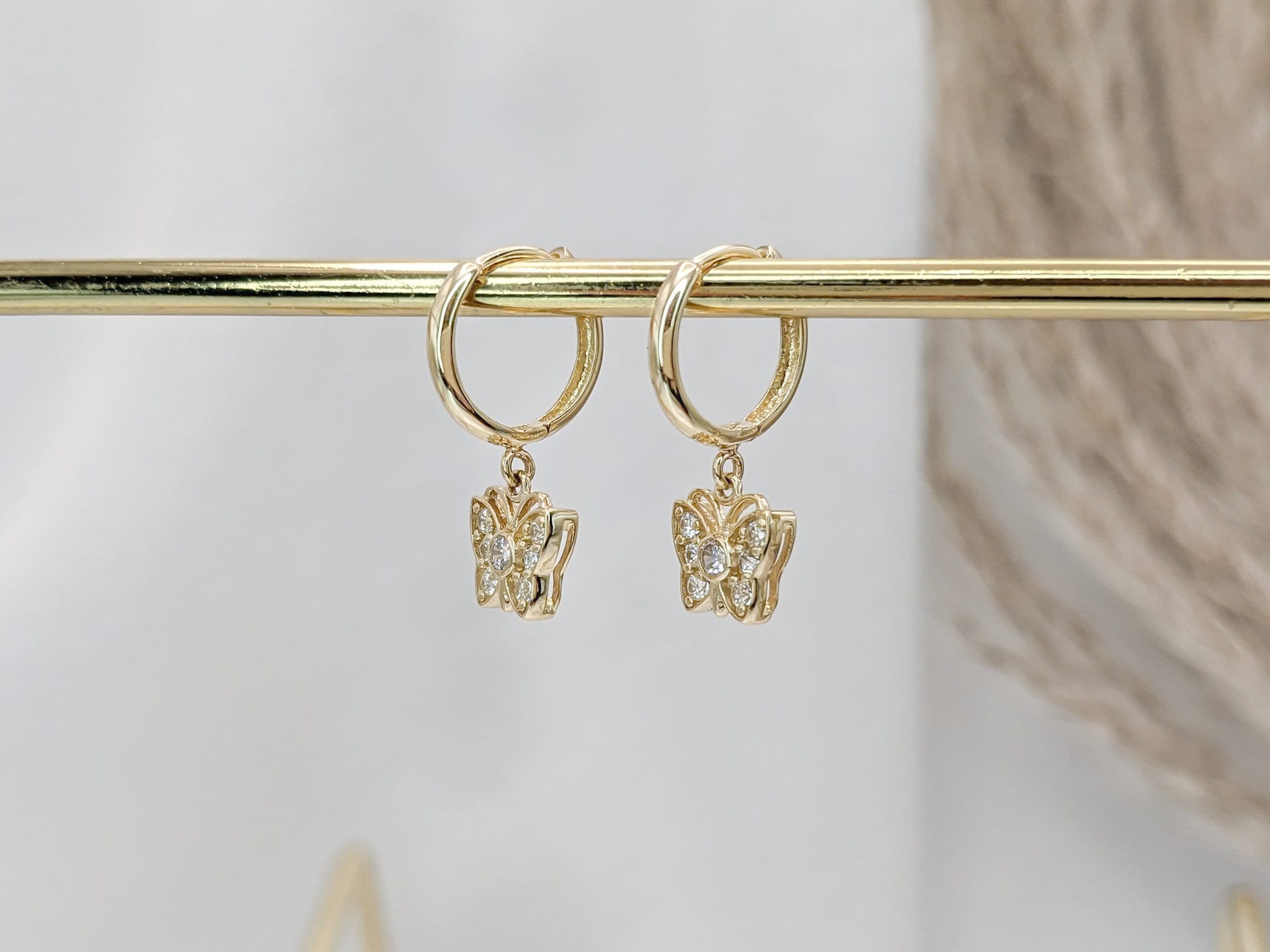 Bubble Butterfly Hoop Earrings