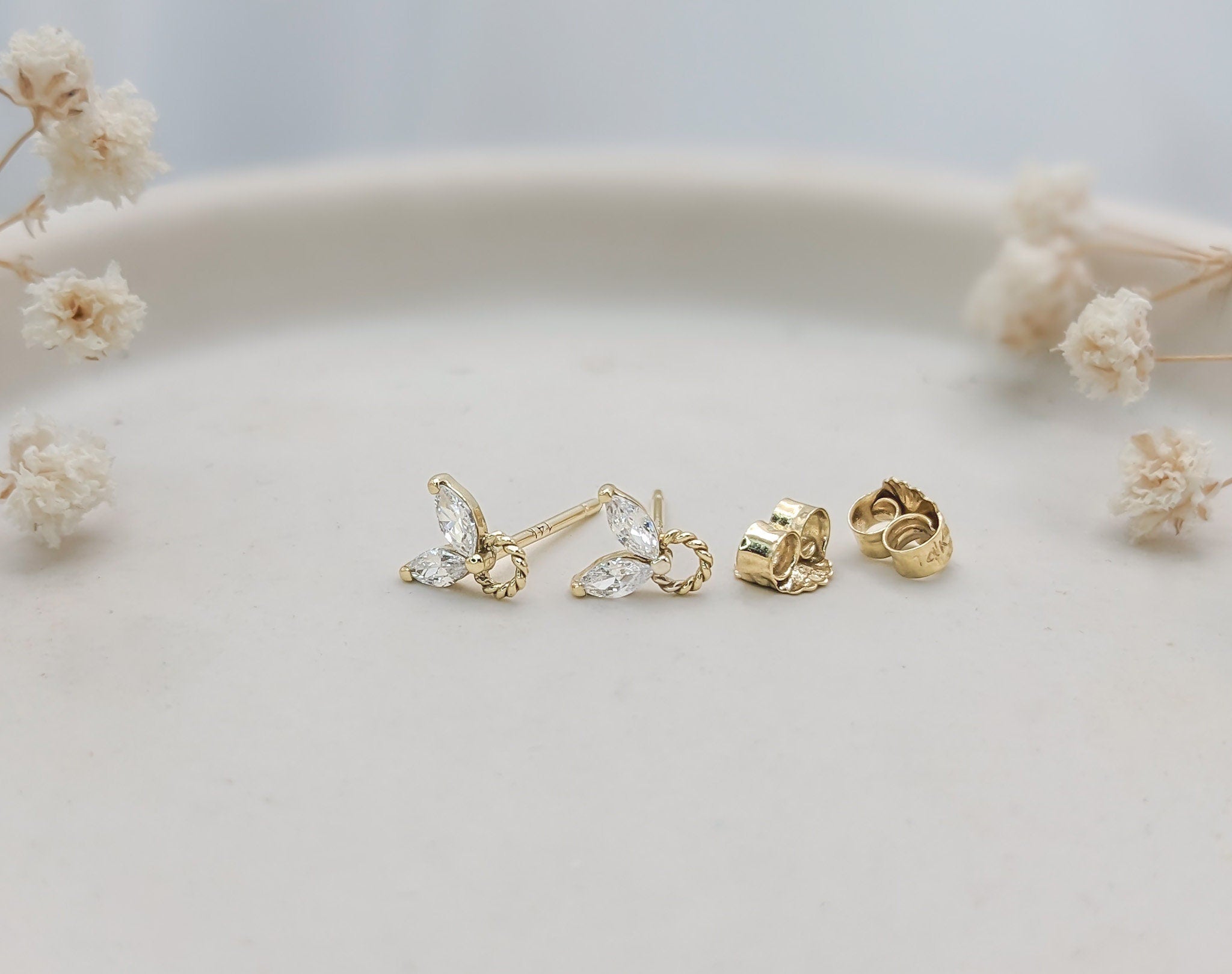 Dainty Marquise Stud Earrings
