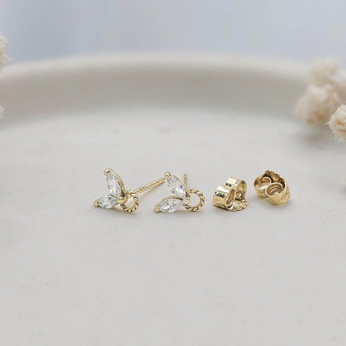 Dainty Marquise Stud Earrings