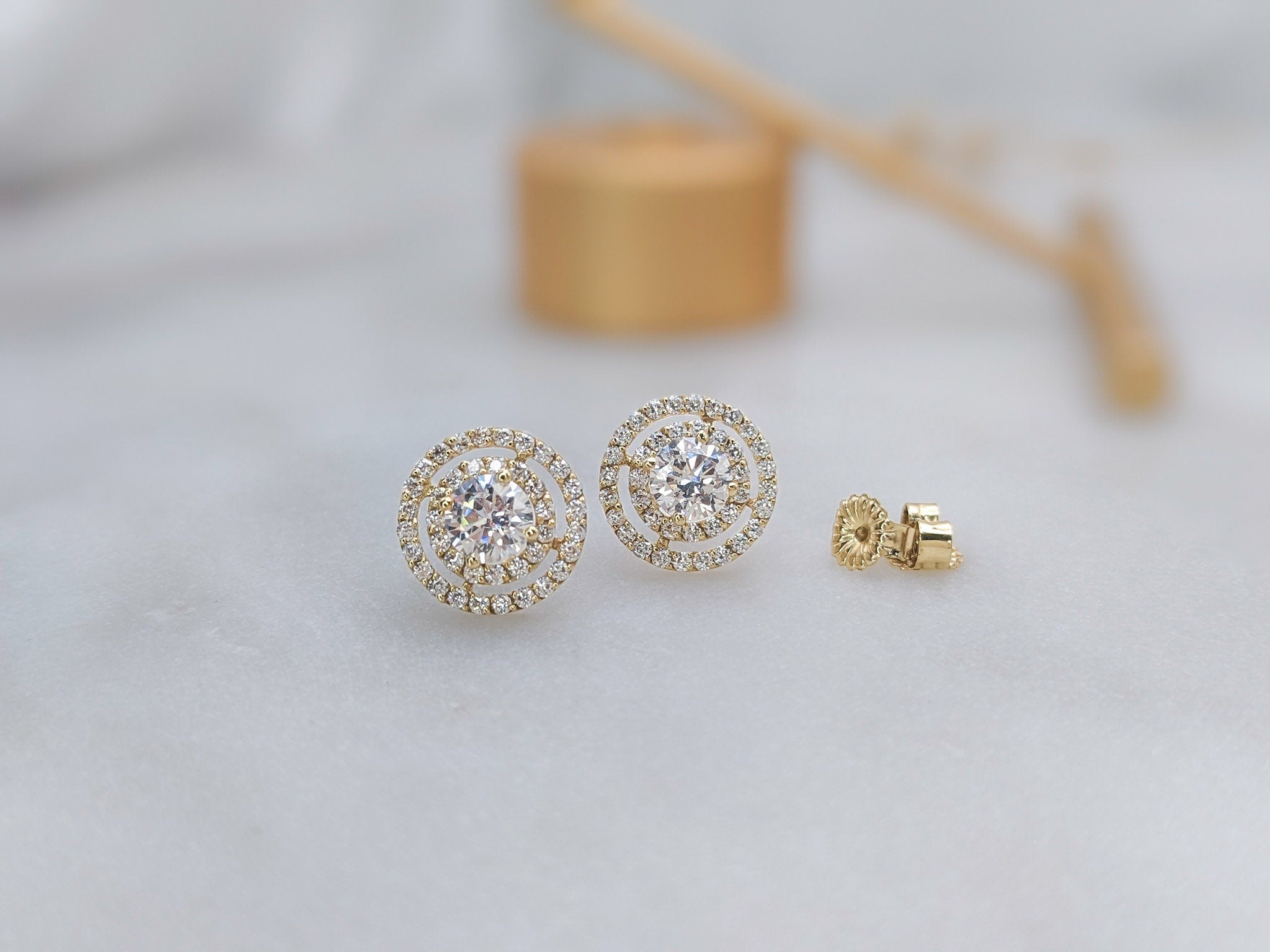 Double Pavé Halo Earrings