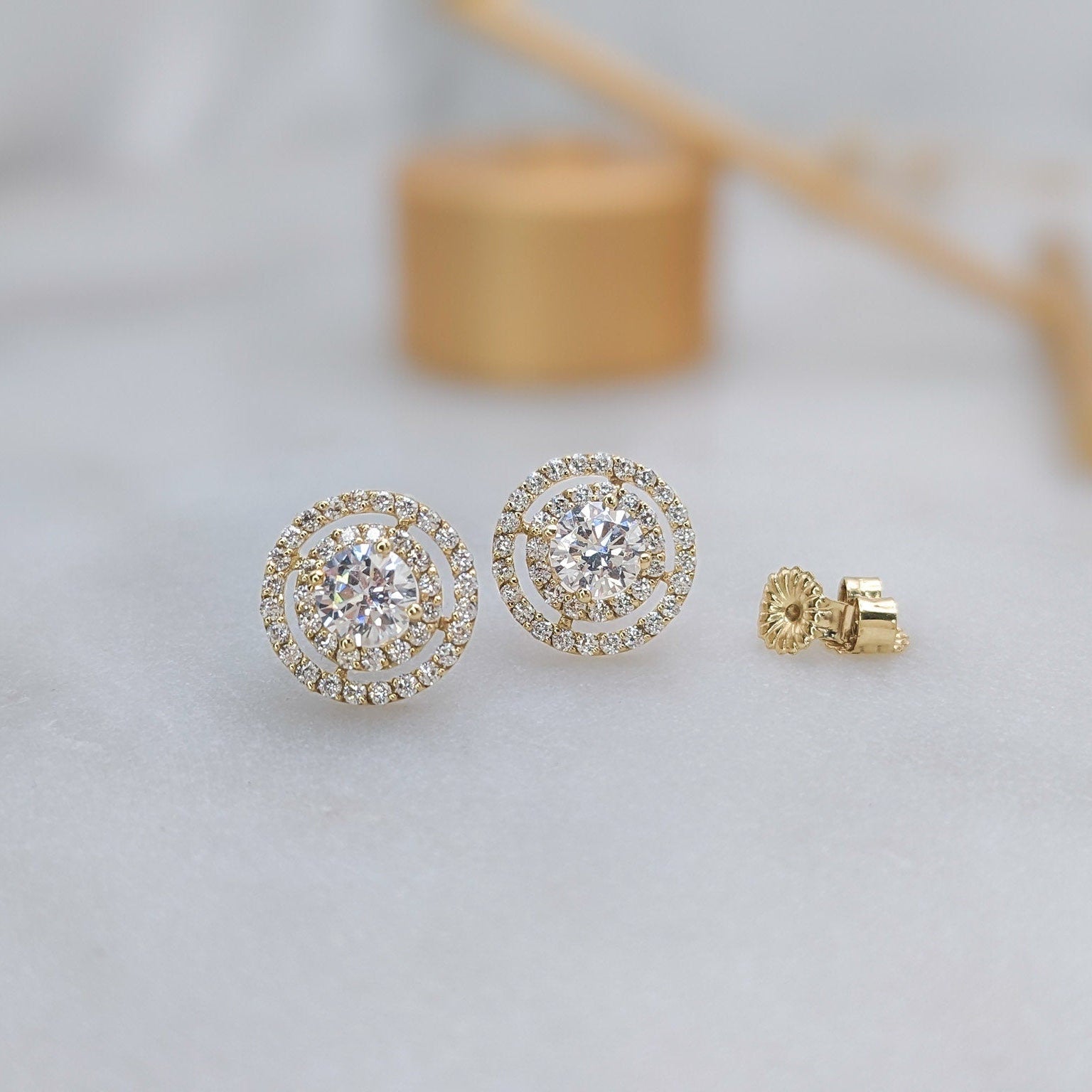 Double Pavé Halo Earrings