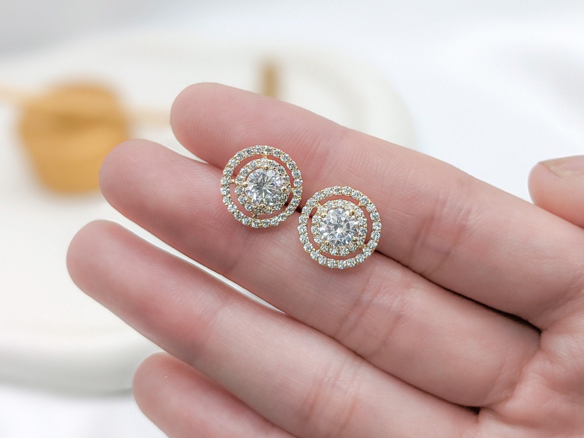 Double Pavé Halo Earrings