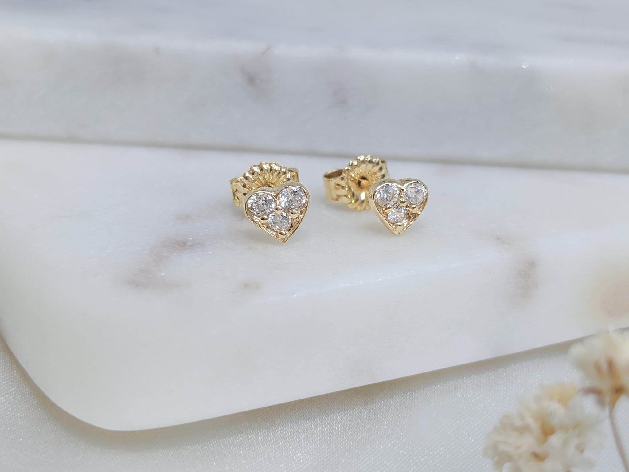 Dainty Pavé Heart Stud