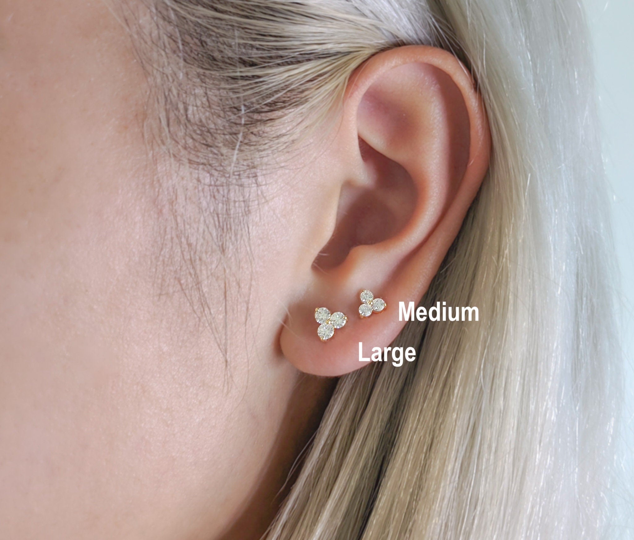 Trio Stone Cluster Earrings