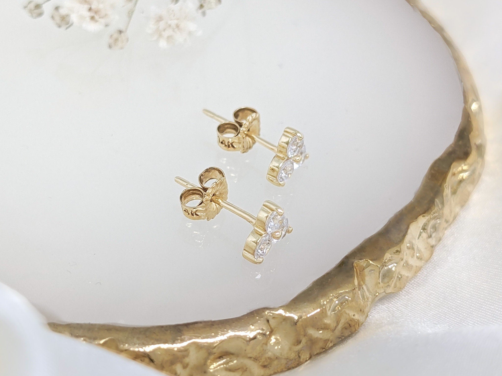 Trio Stone Cluster Earrings