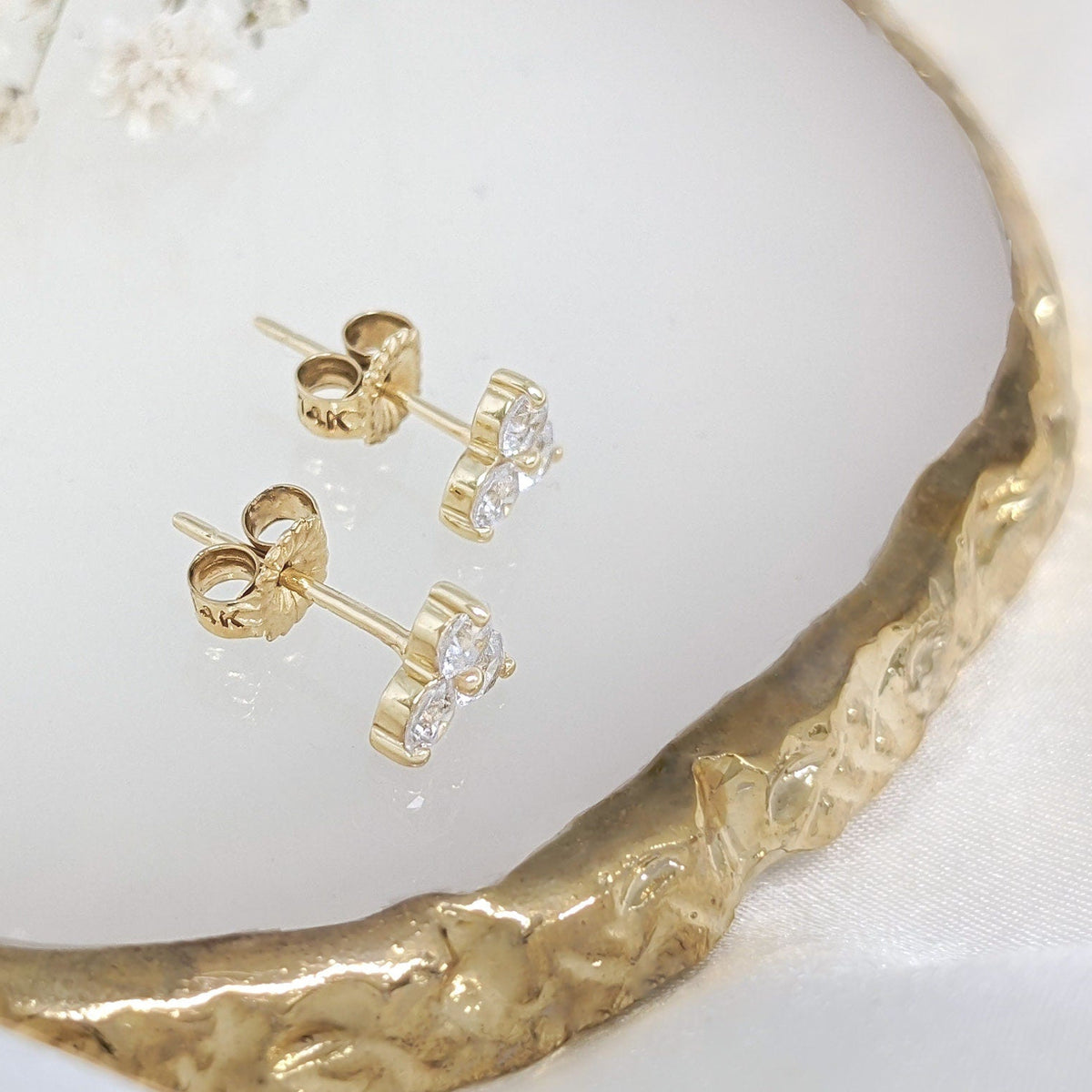 Trio Stone Cluster Earrings