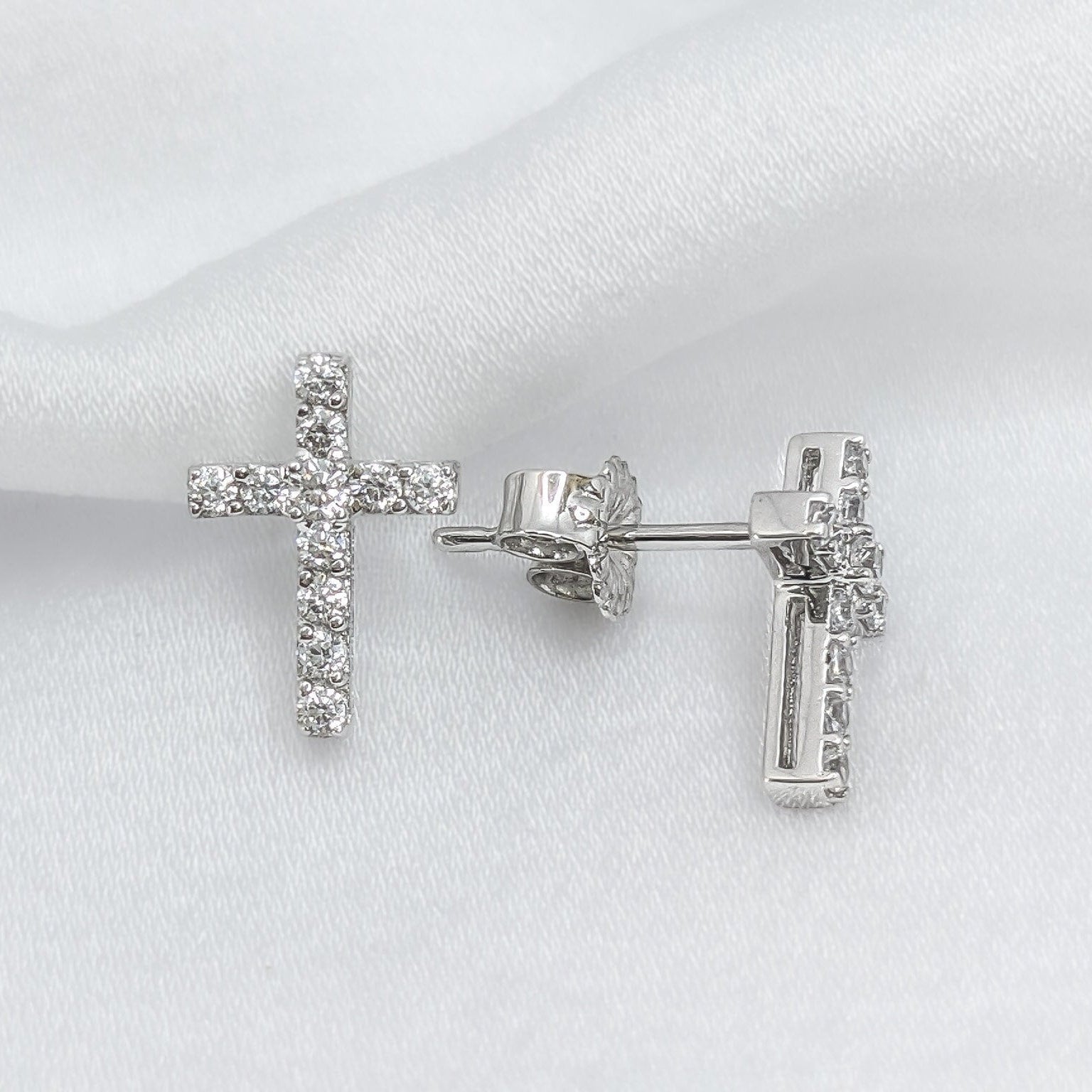 Mini Pavé Cross Earrings