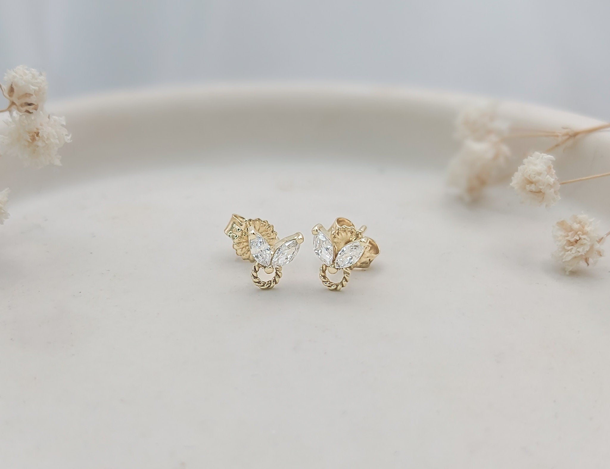 Dainty Marquise Stud Earrings
