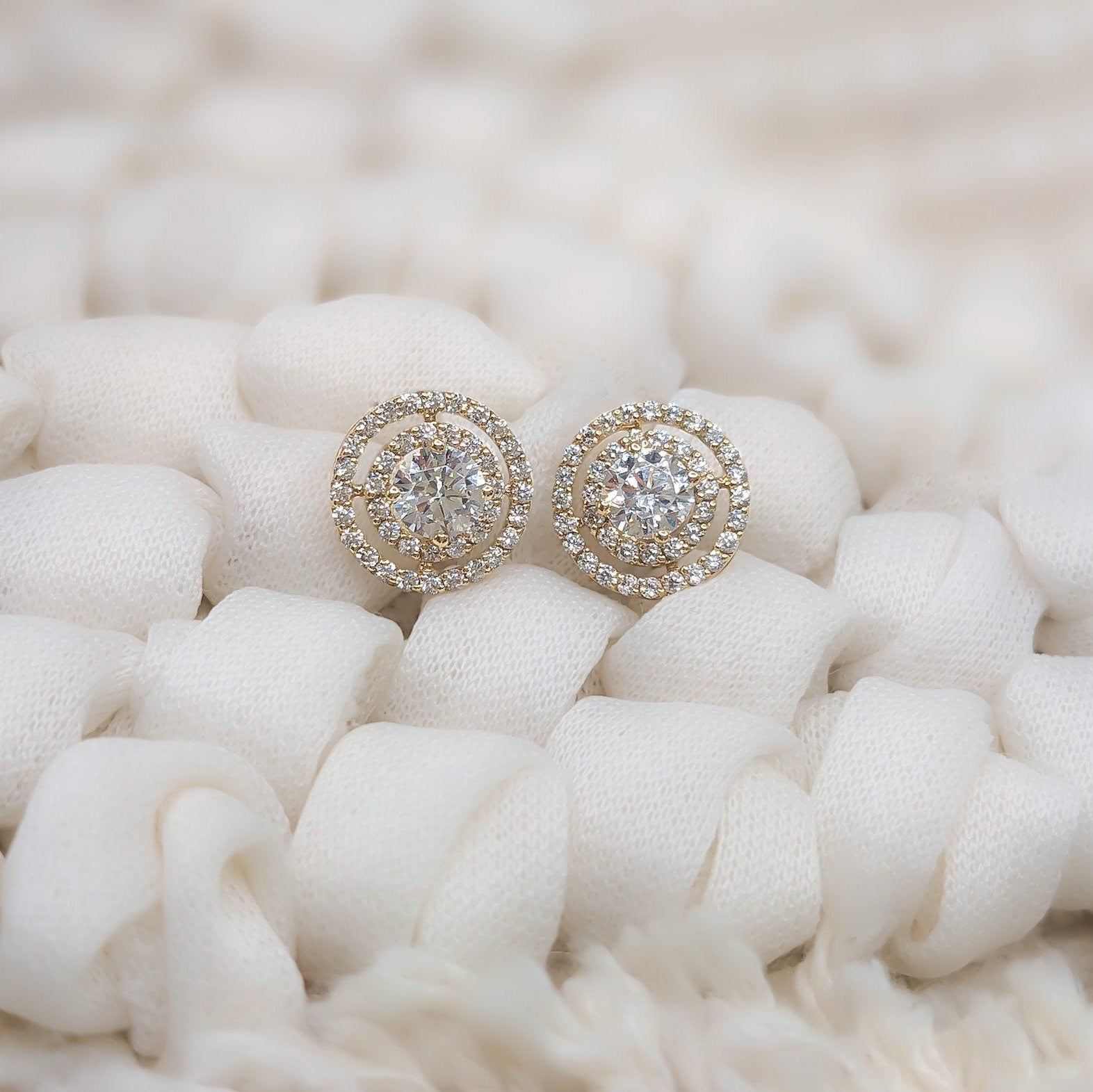 Double Pavé Halo Earrings