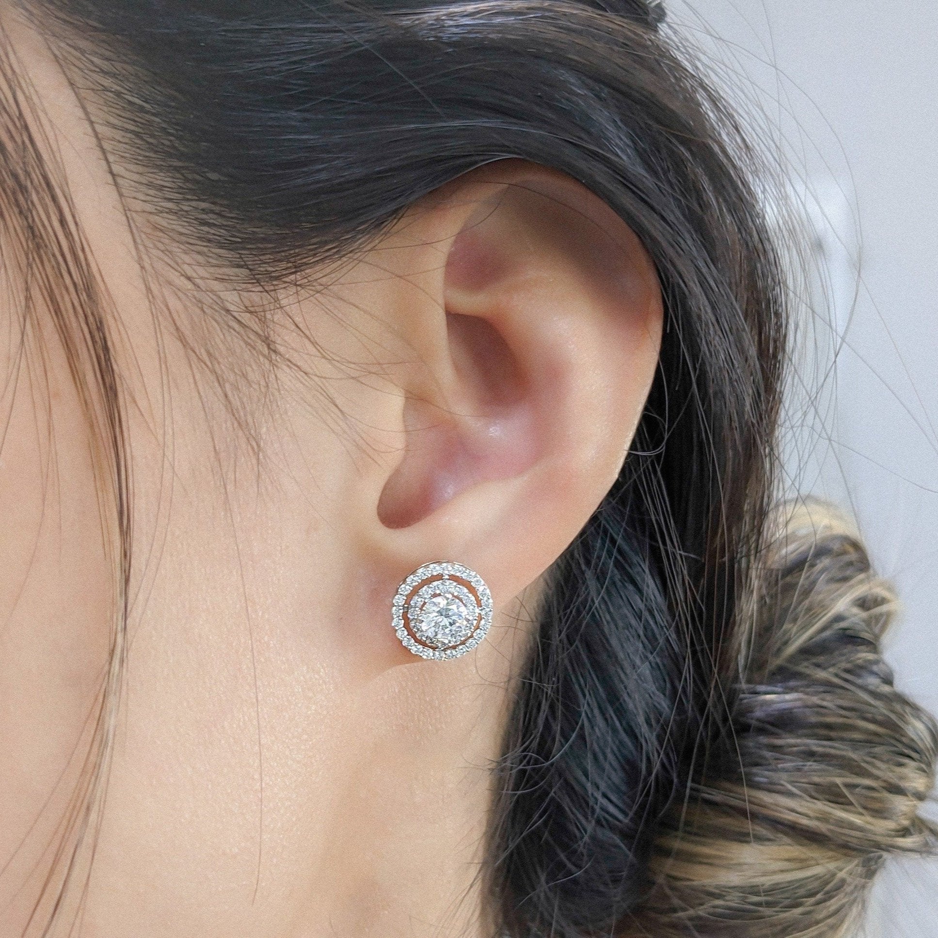 Double Pavé Halo Earrings