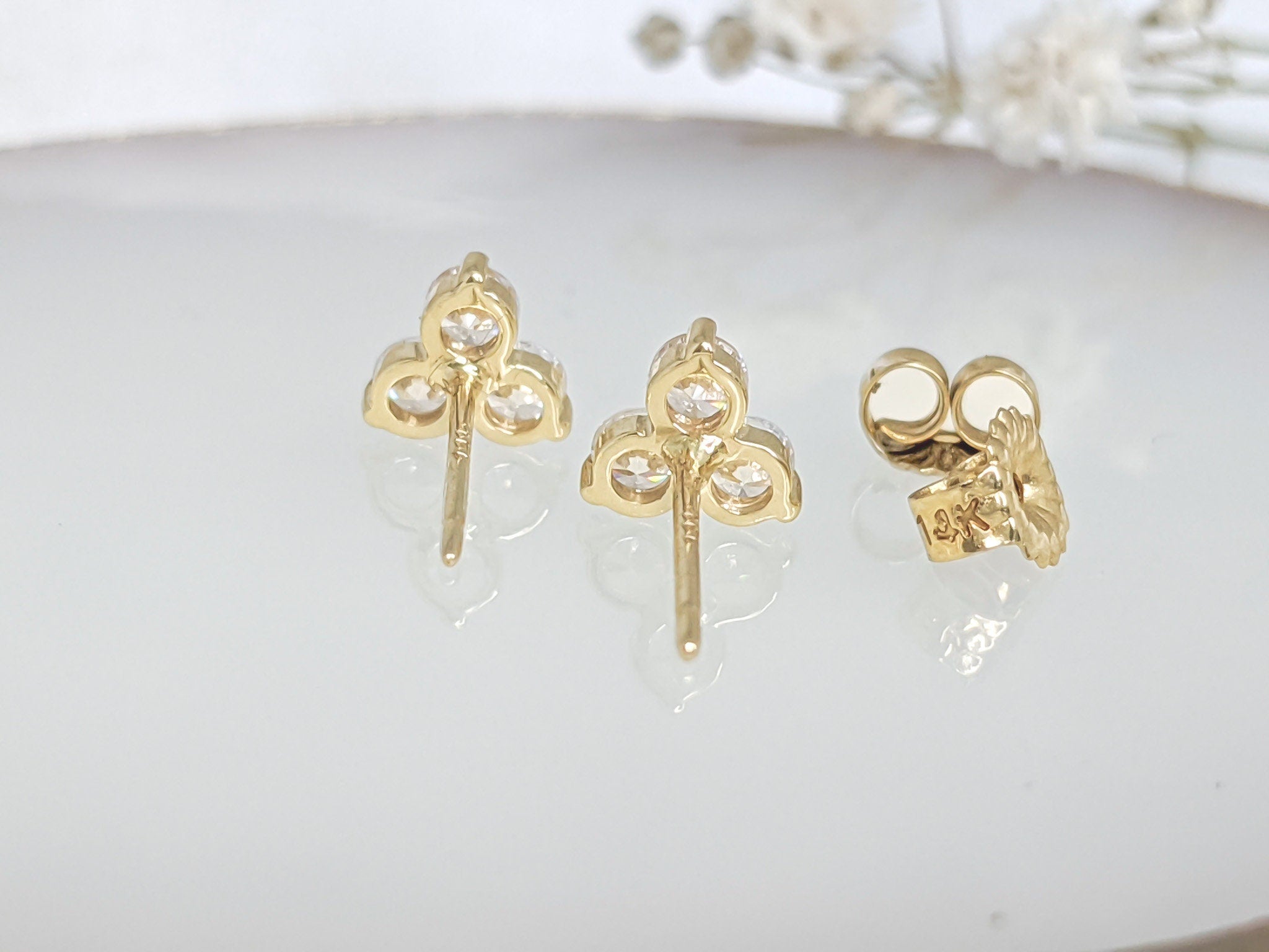 Trio Stone Cluster Earrings