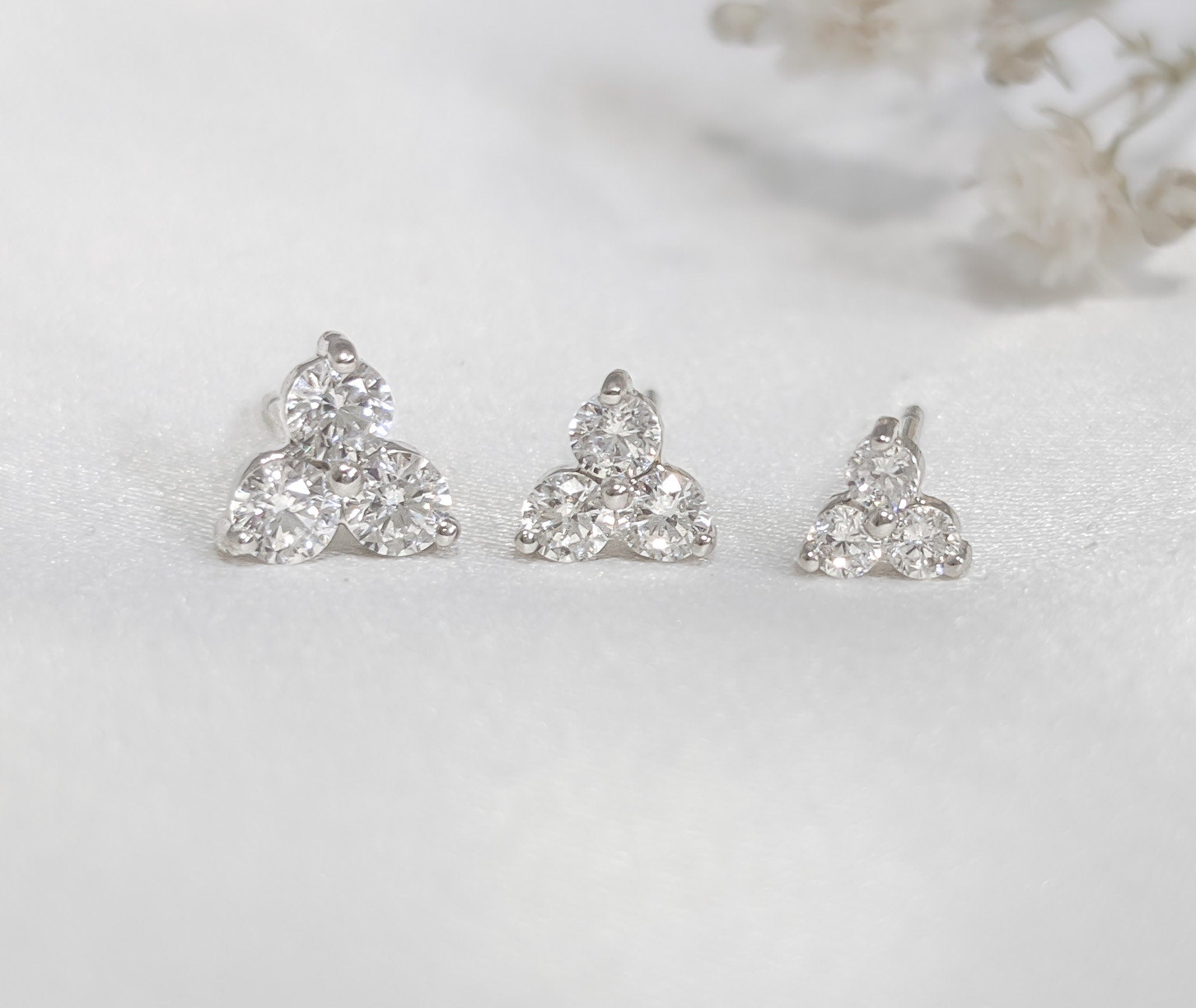 Trio Stone Cluster Earrings