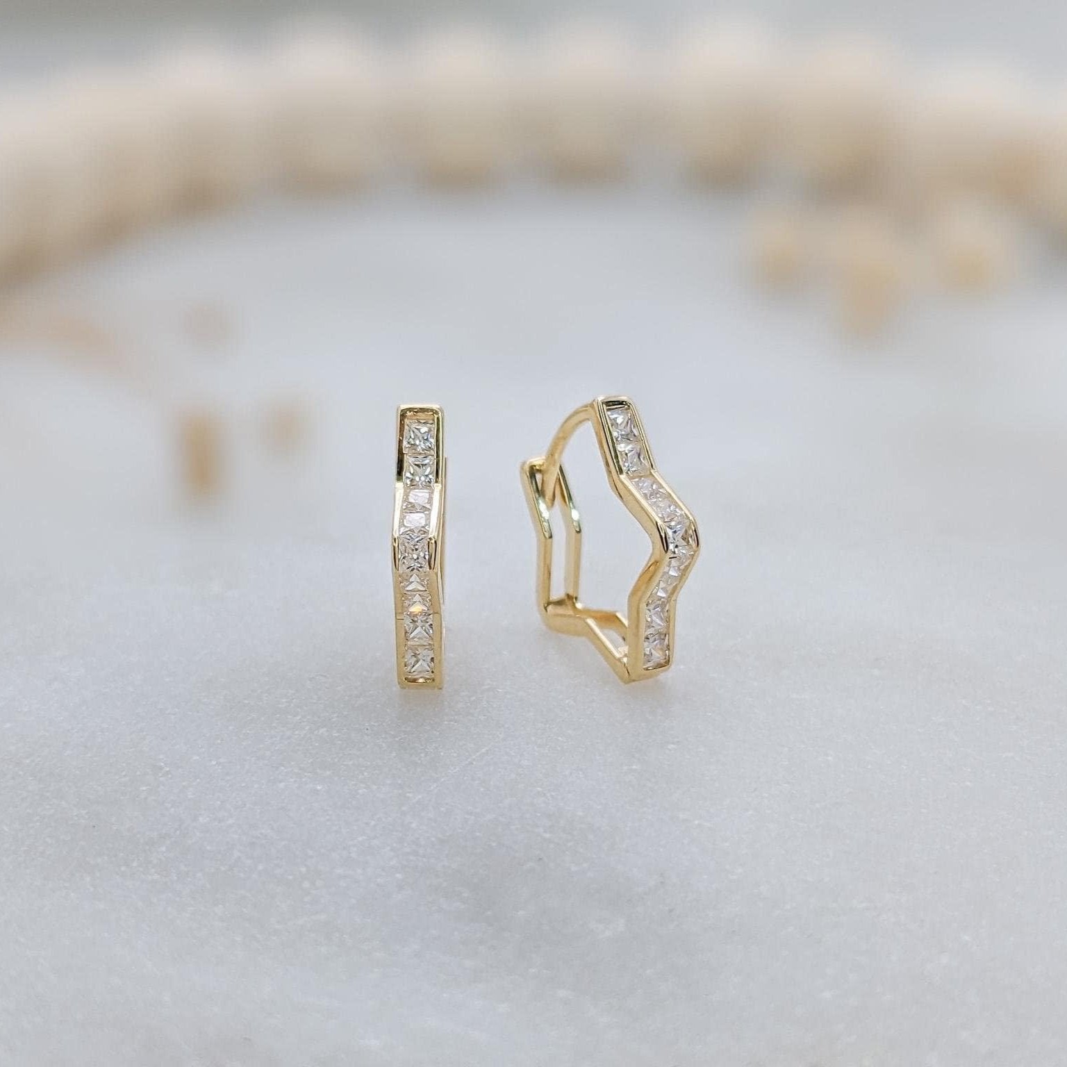 Star Huggies Hoop Earrings