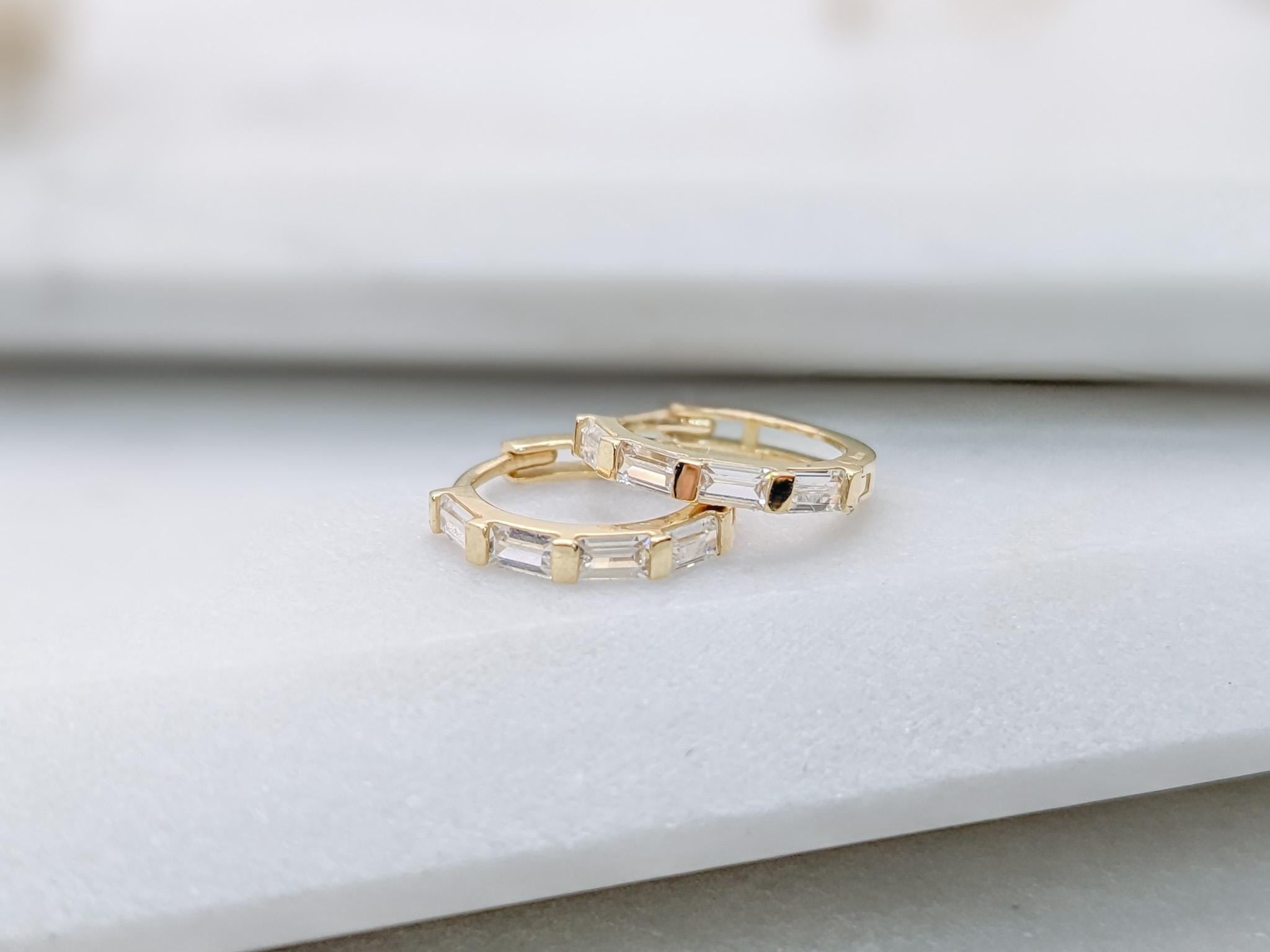 Gold Baguette Hoop Earrings