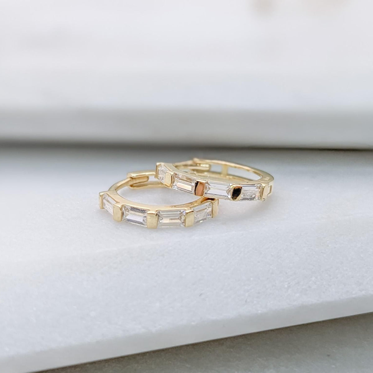 Gold Baguette Hoop Earrings