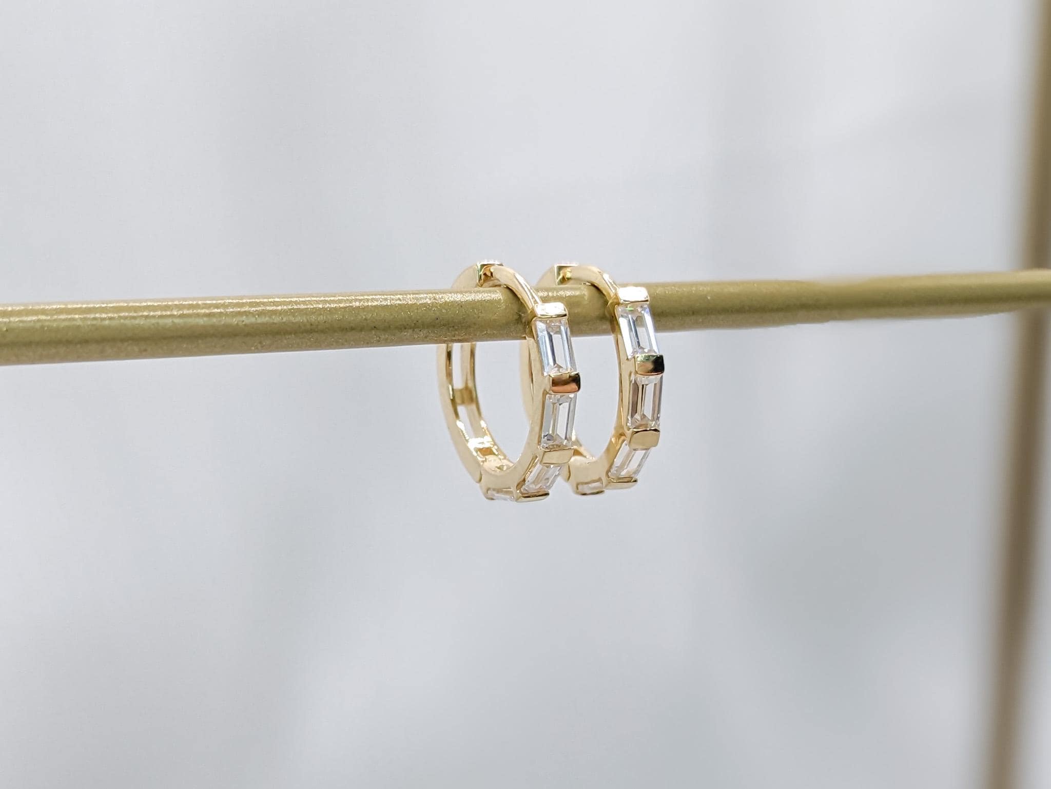 Gold Baguette Hoop Earrings