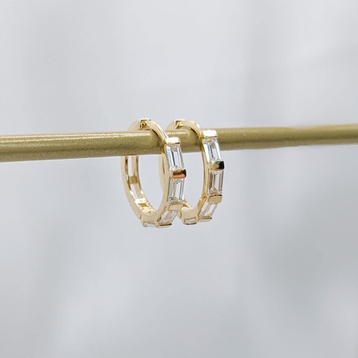 Gold Baguette Hoop Earrings