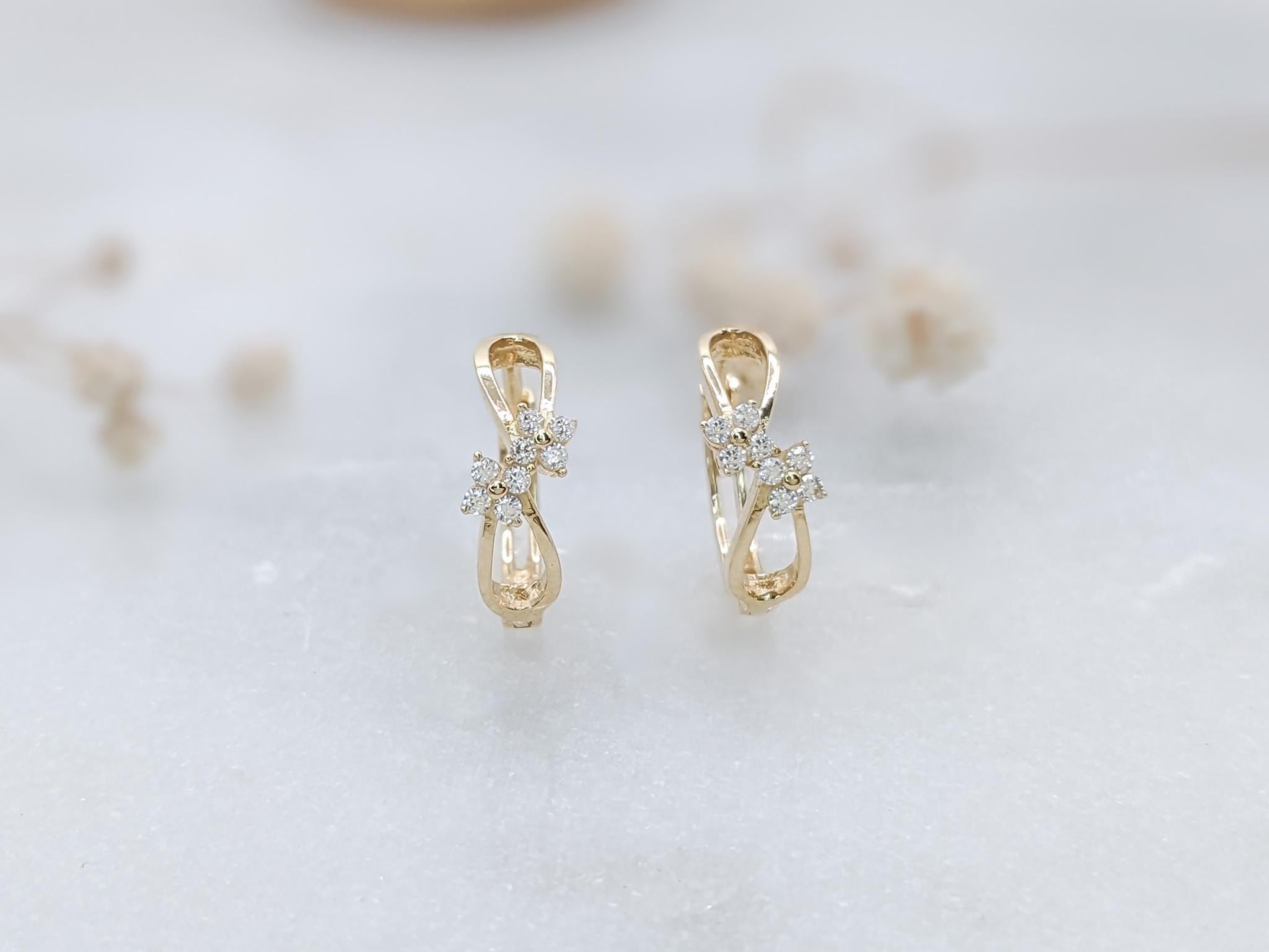 Gold Infinity Flower Hoop Earrings
