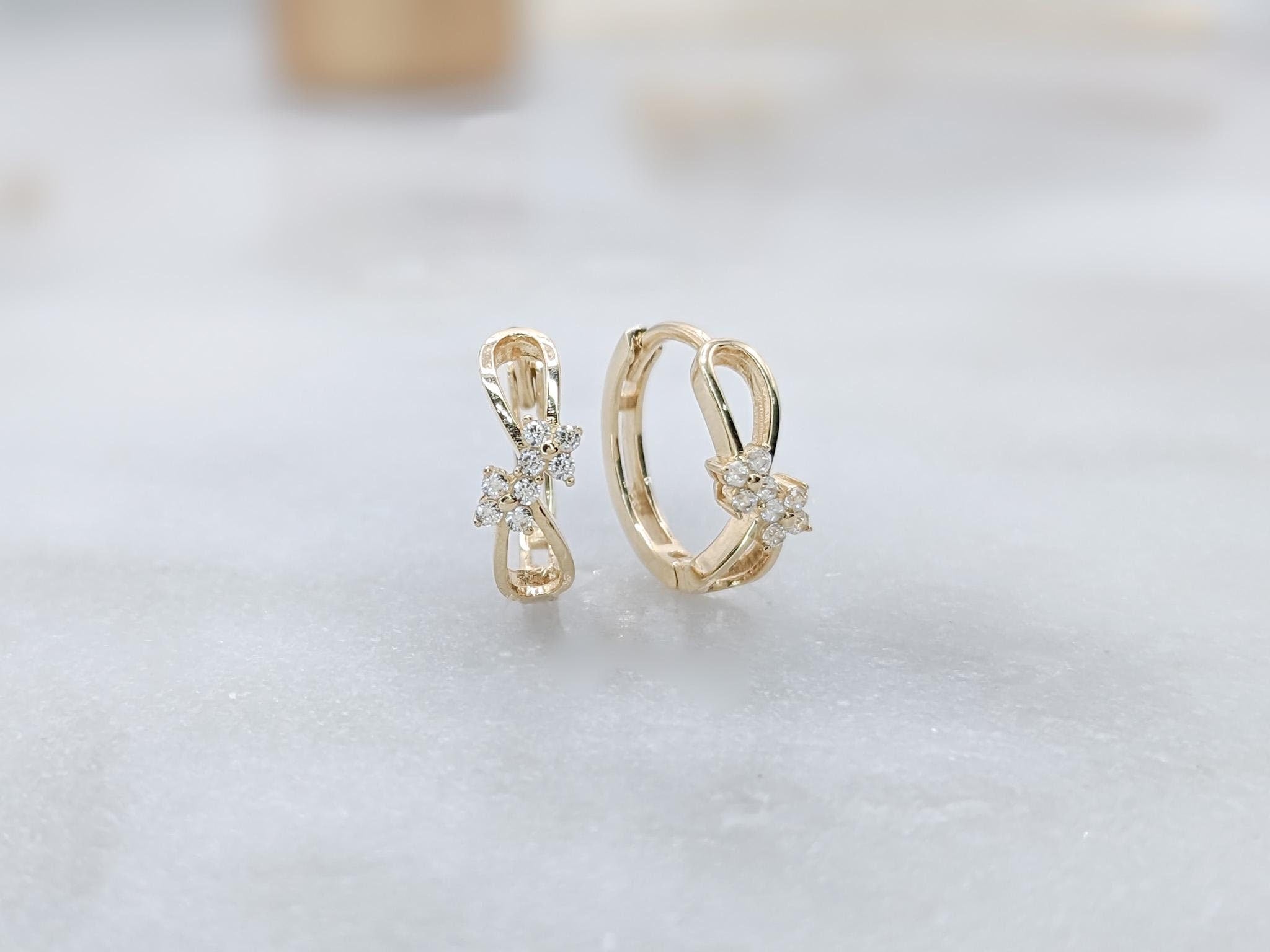 Gold Infinity Flower Hoop Earrings