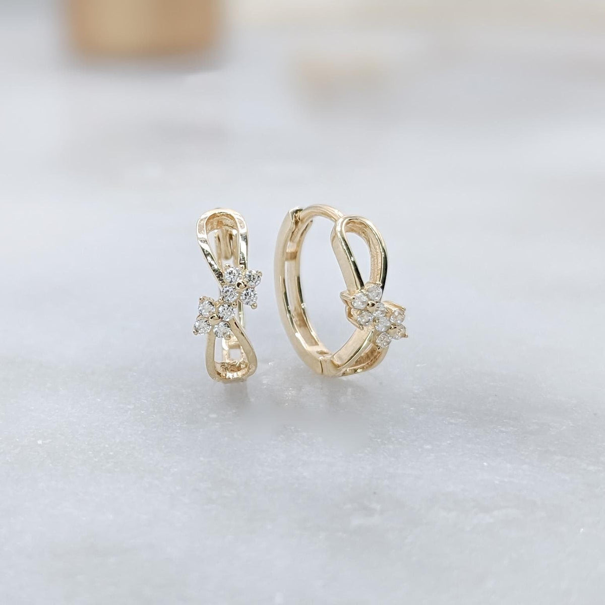 Gold Infinity Flower Hoop Earrings