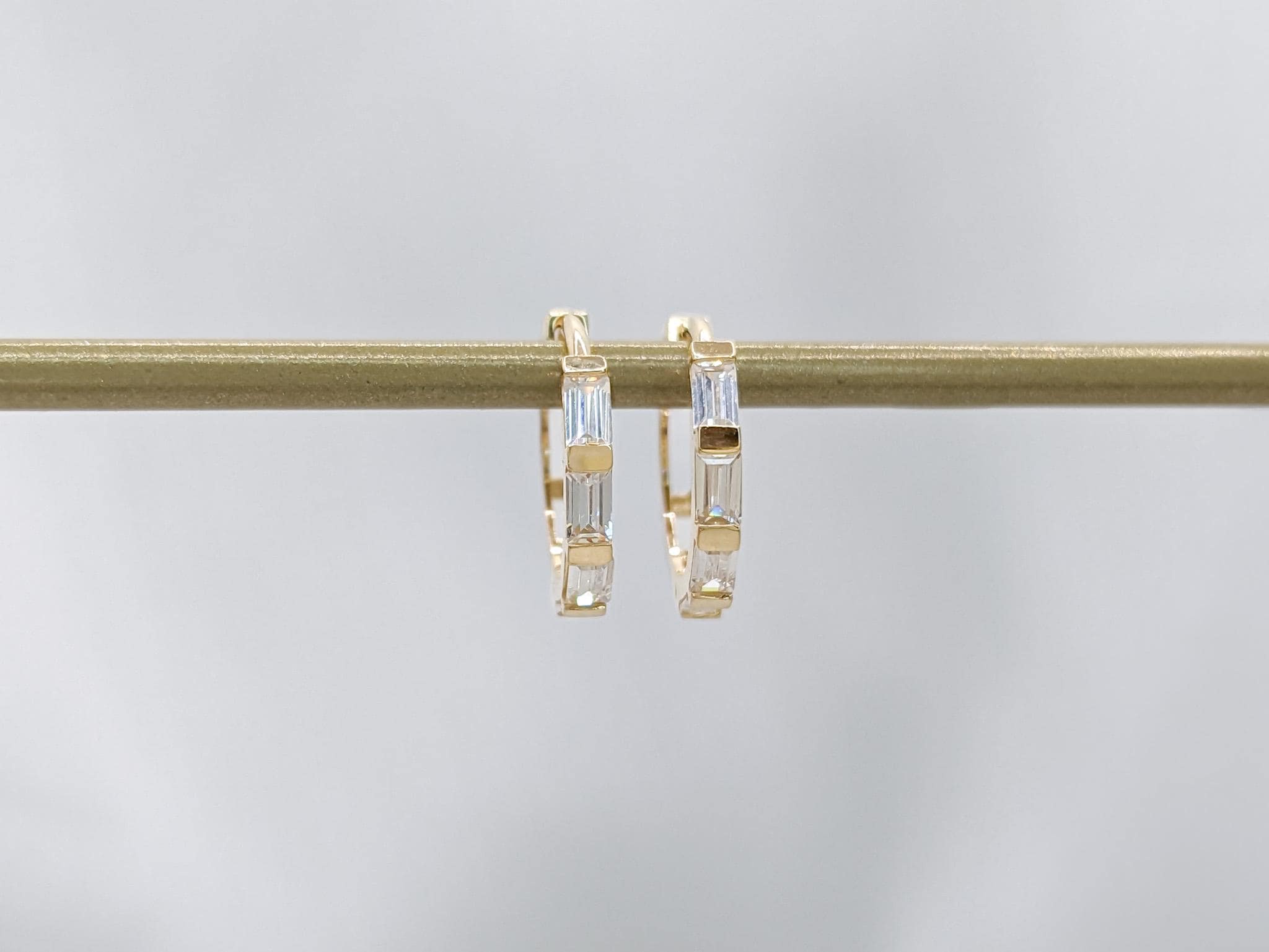 Gold Baguette Hoop Earrings