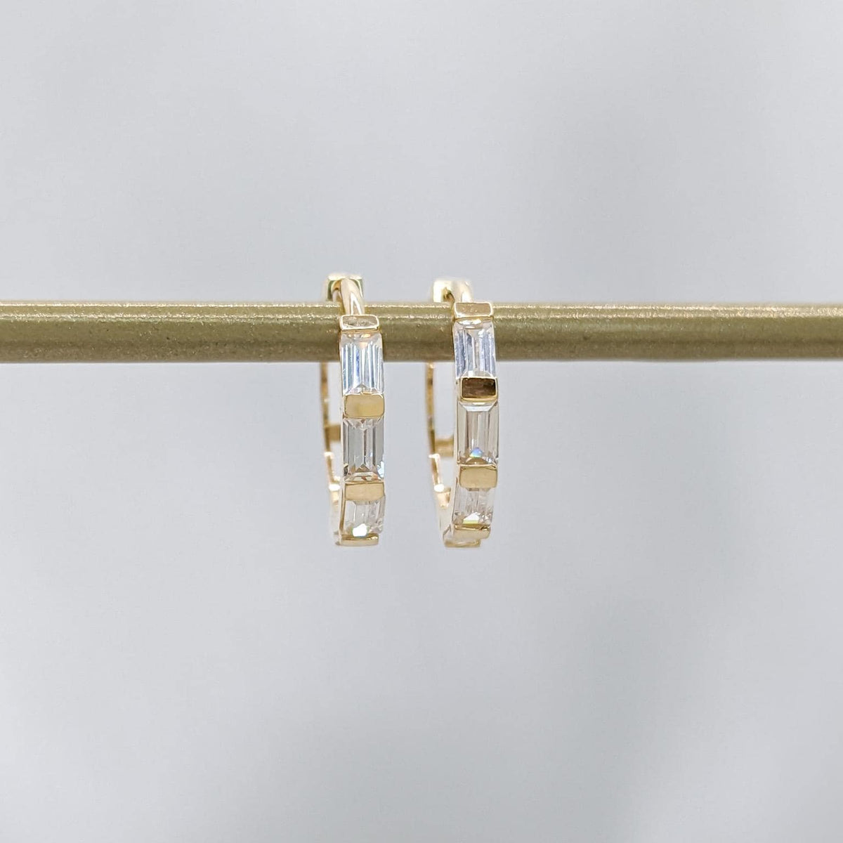 Gold Baguette Hoop Earrings