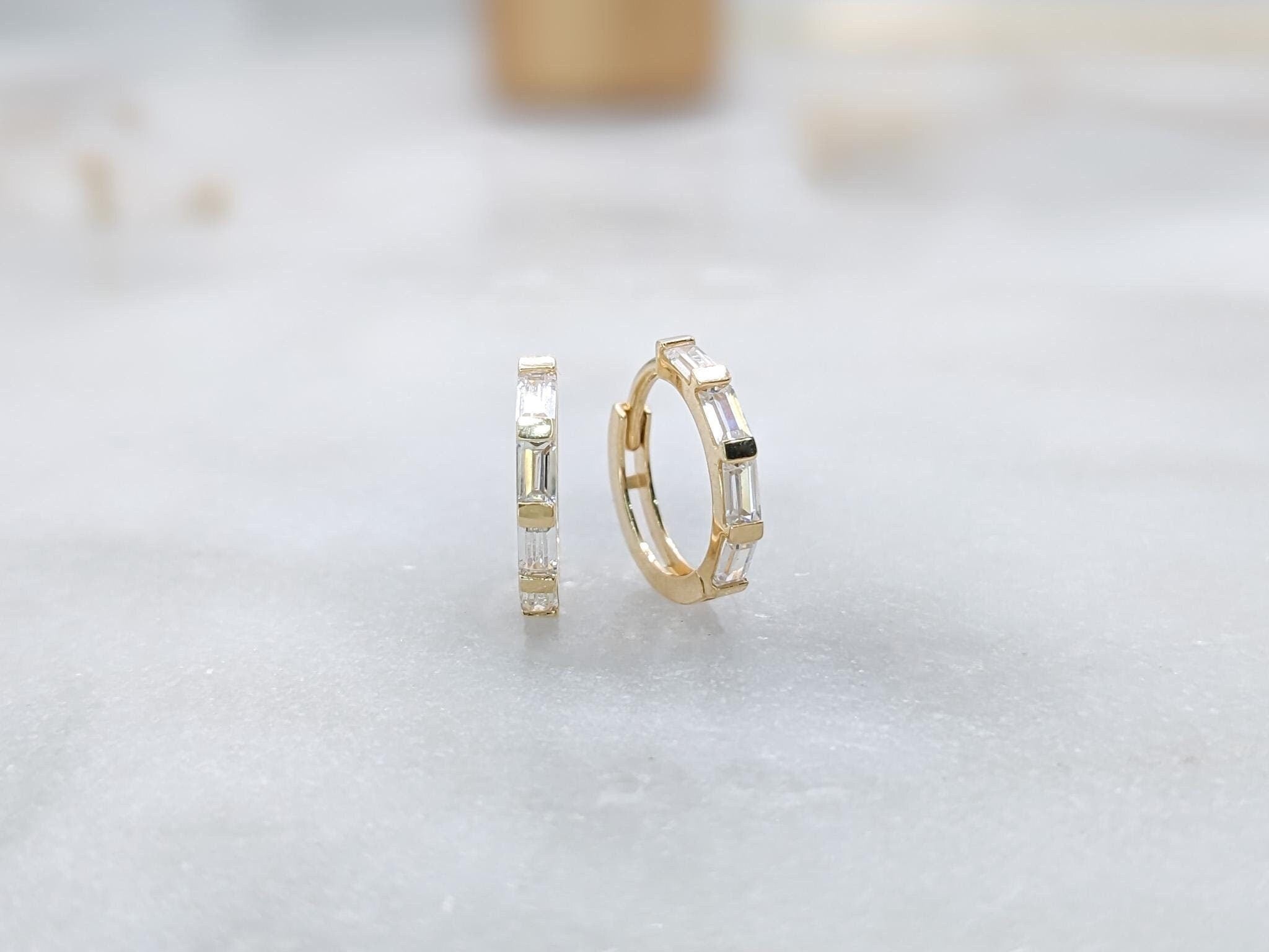 Gold Baguette Hoop Earrings