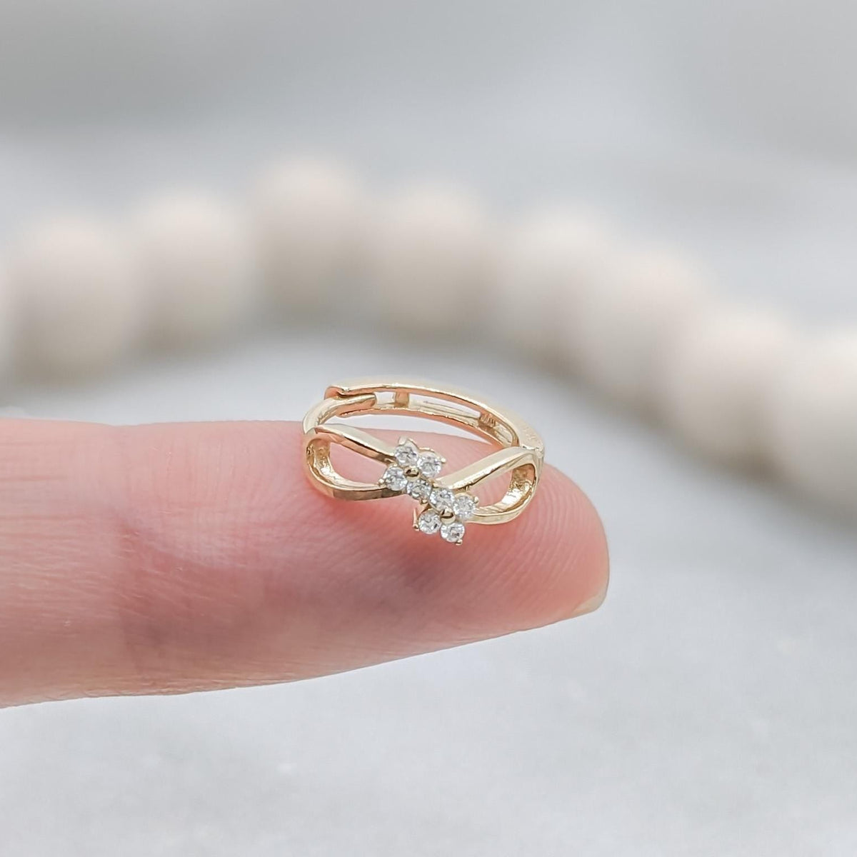 Gold Infinity Flower Hoop Earrings