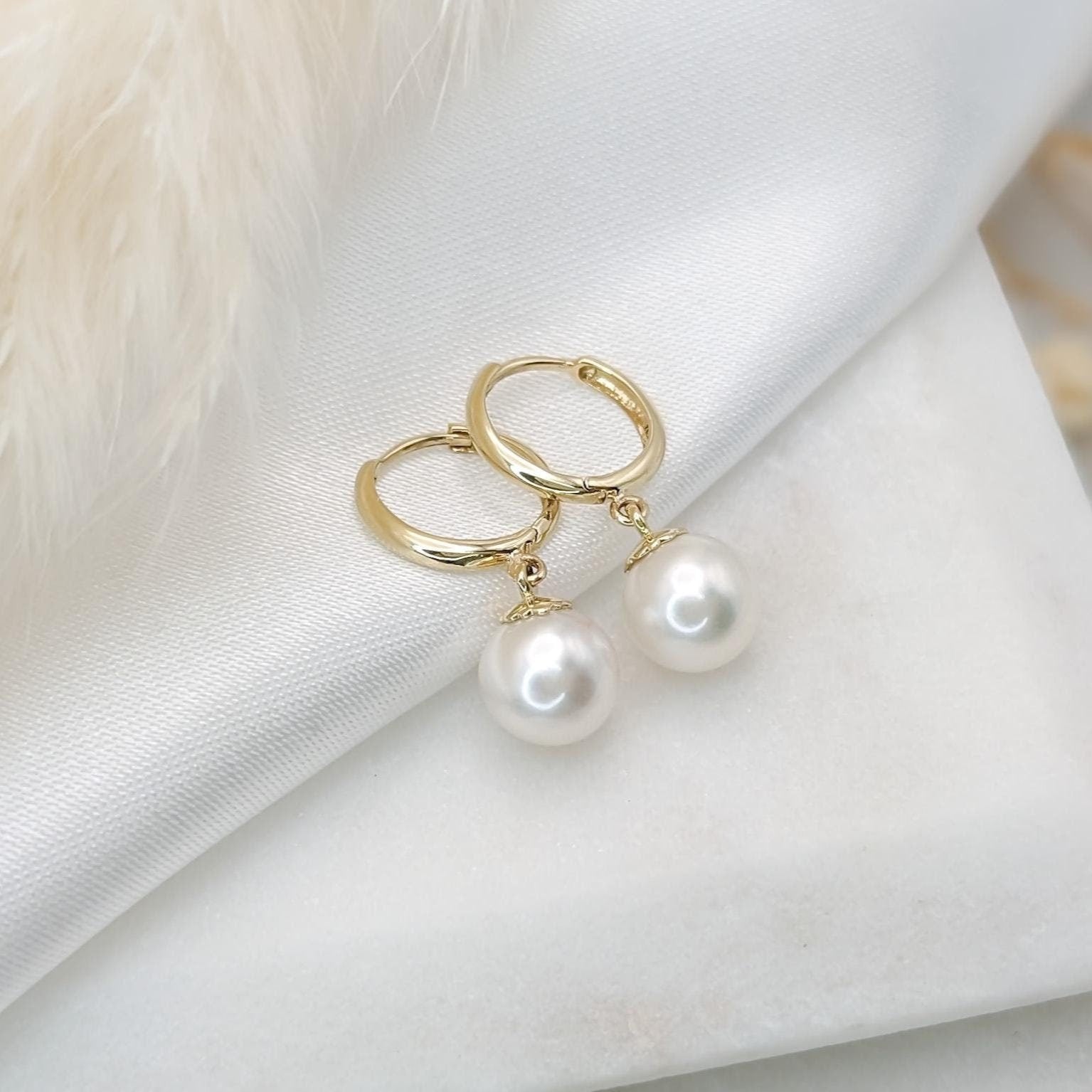 Classic Pearl Hoops