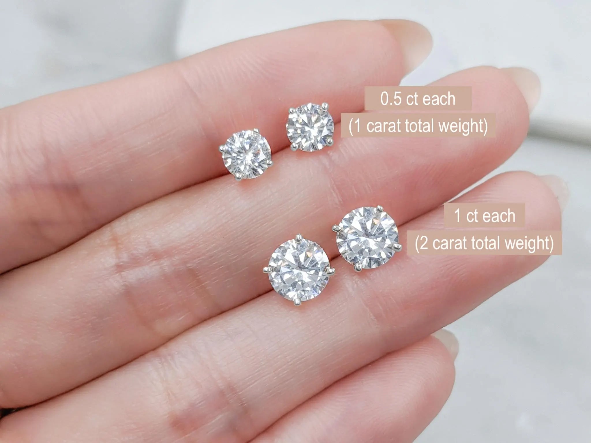 2 CTW Lab Grown Diamond Stud Earrings