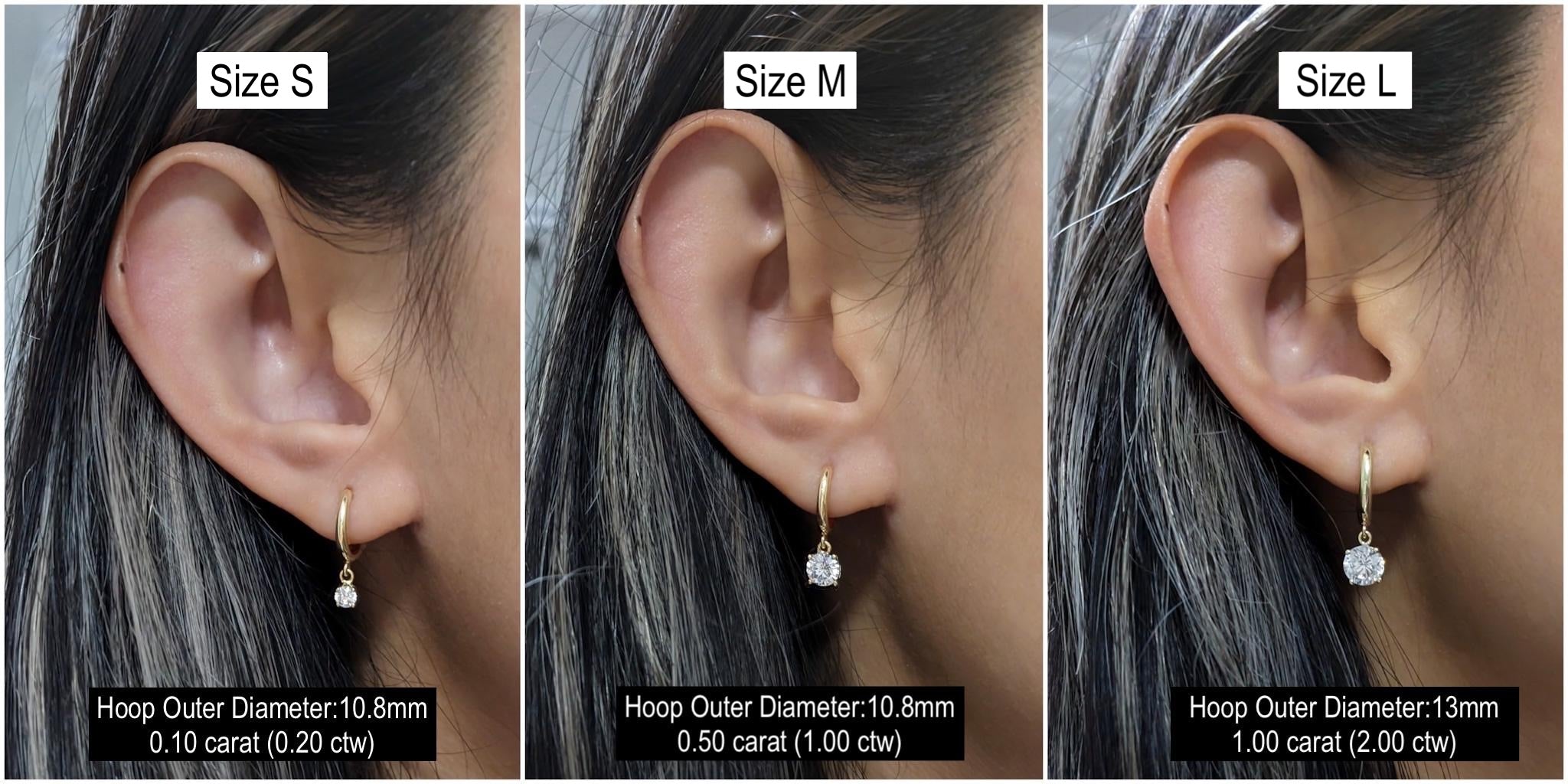 Lab Grown Diamond Solitaire Dangle Hoop Earrings