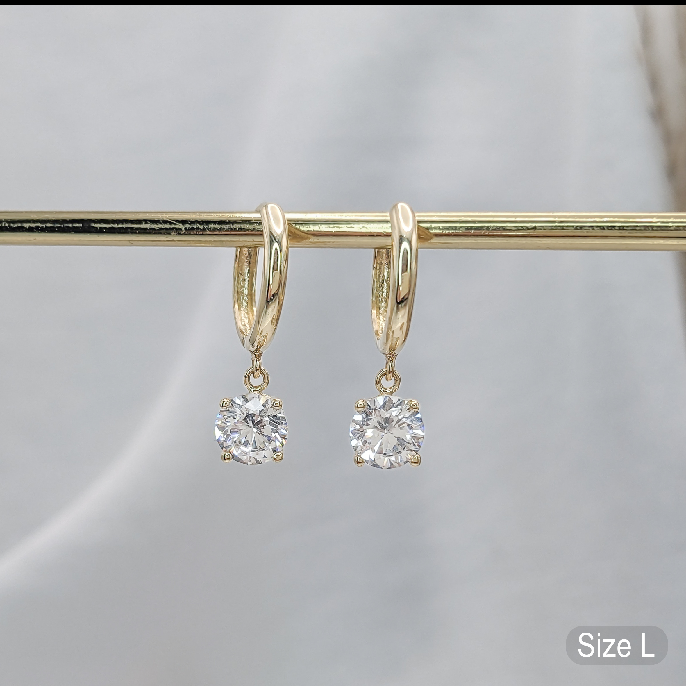 Lab Grown Diamond Solitaire Dangle Hoop Earrings