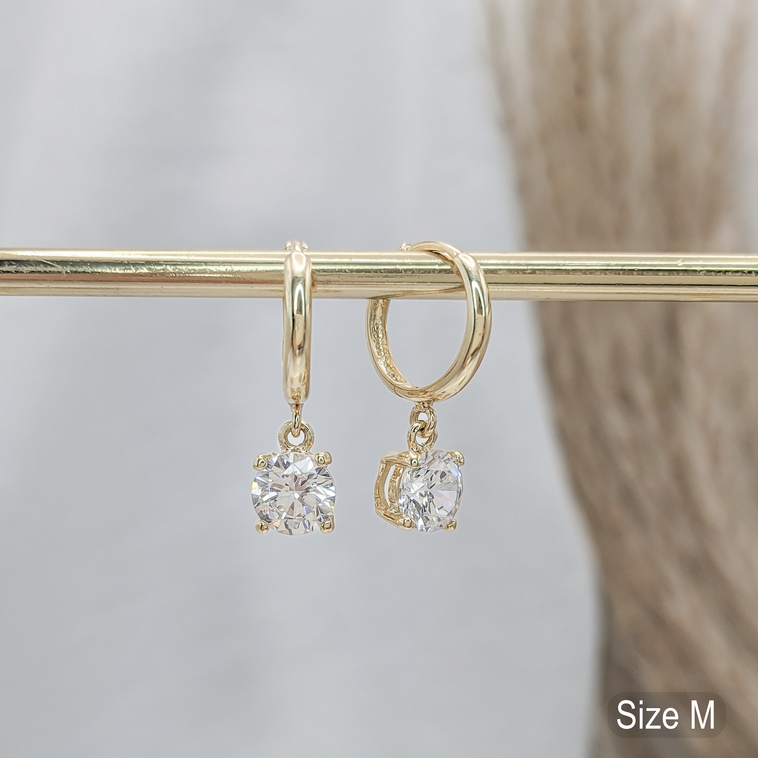 Lab Grown Diamond Solitaire Dangle Hoop Earrings