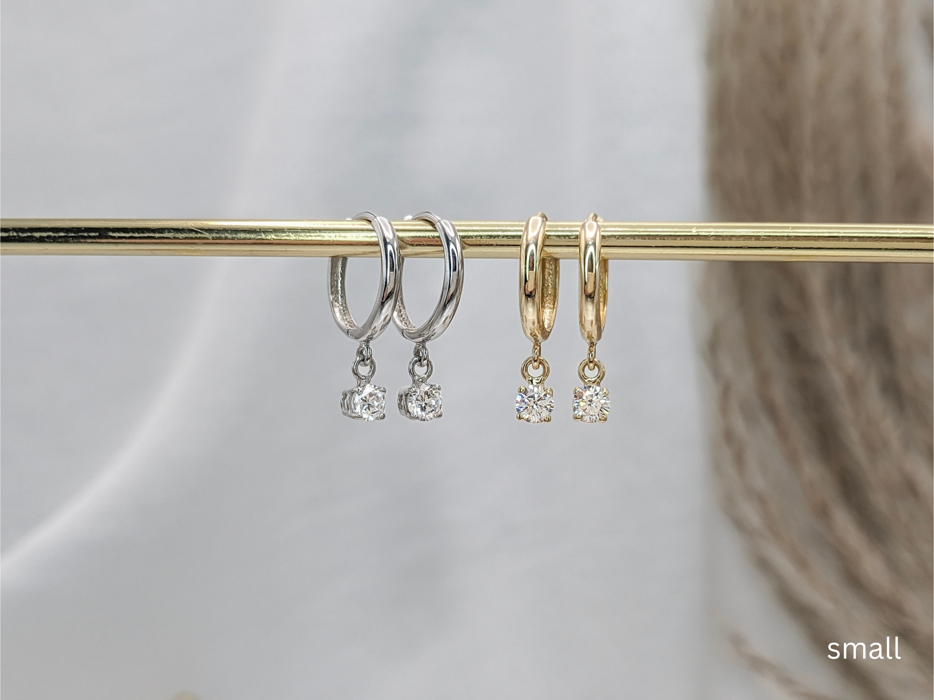 Solitaire Dangle Hoop Earrings